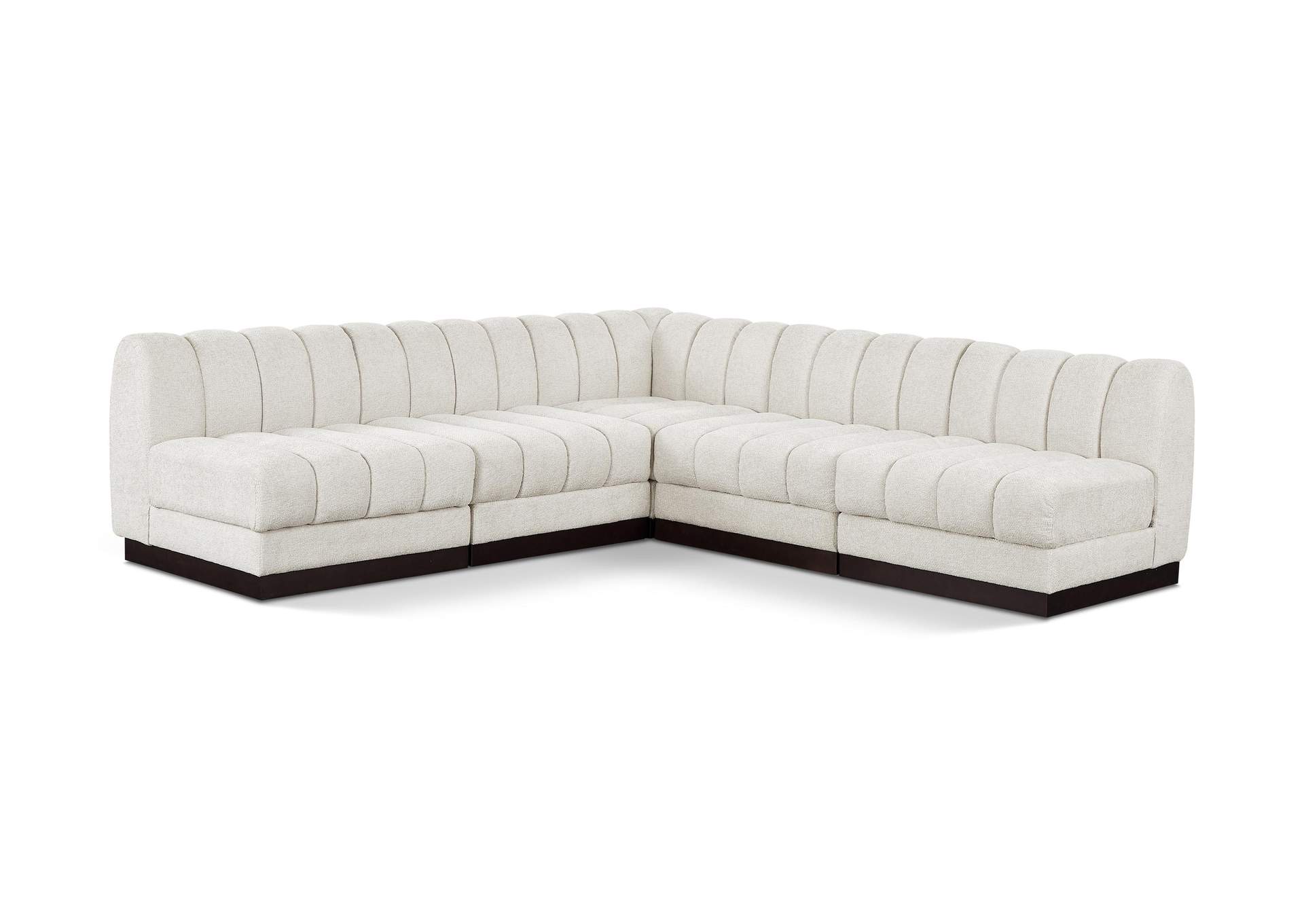 Quinn Cream Chenille Fabric Modular Sectional,Meridian Furniture