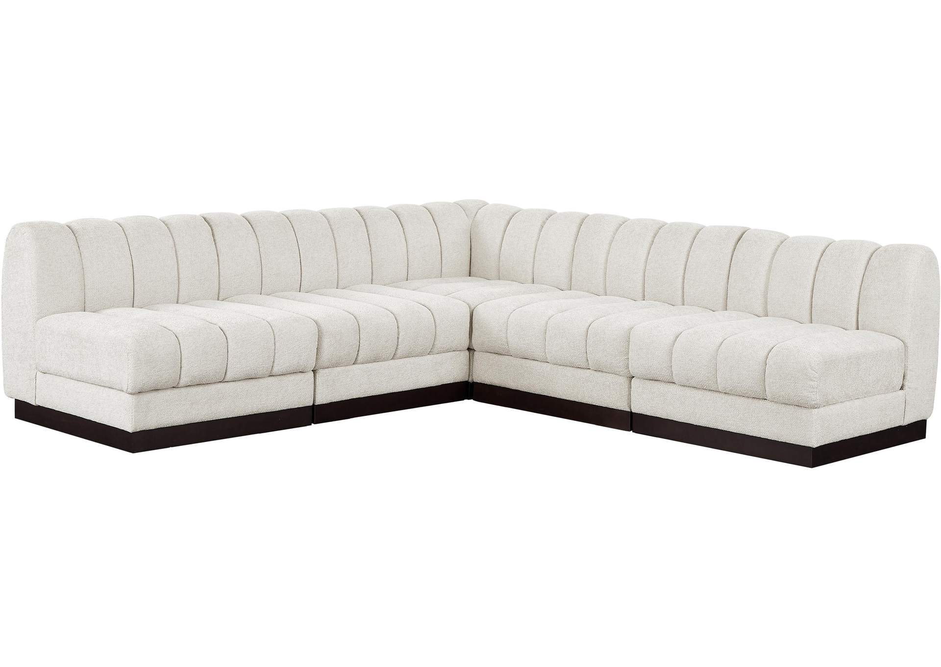 Quinn Cream Chenille Fabric Modular Sectional,Meridian Furniture