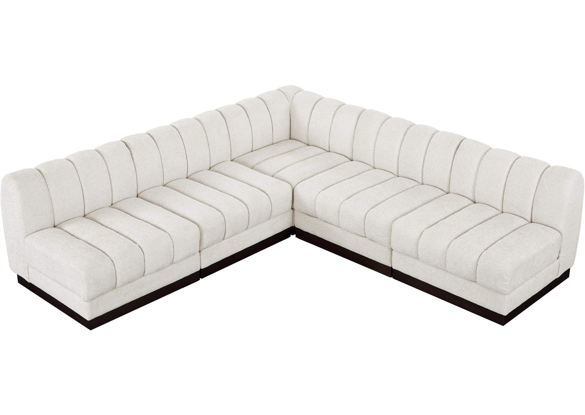 Quinn Cream Chenille Fabric Modular Sectional,Meridian Furniture