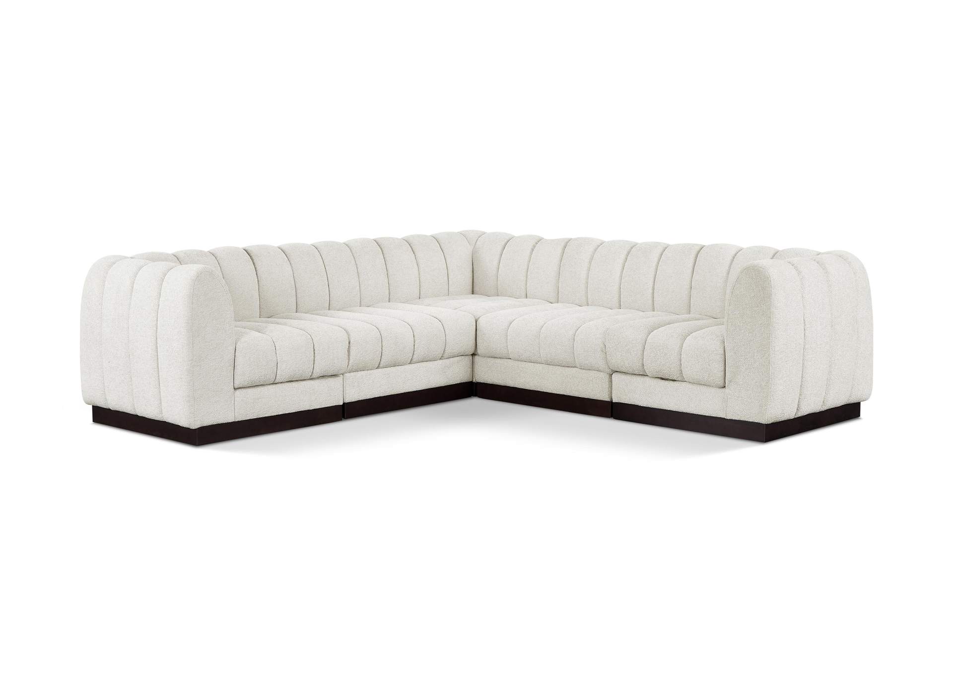 Quinn Cream Chenille Fabric Modular Sectional,Meridian Furniture