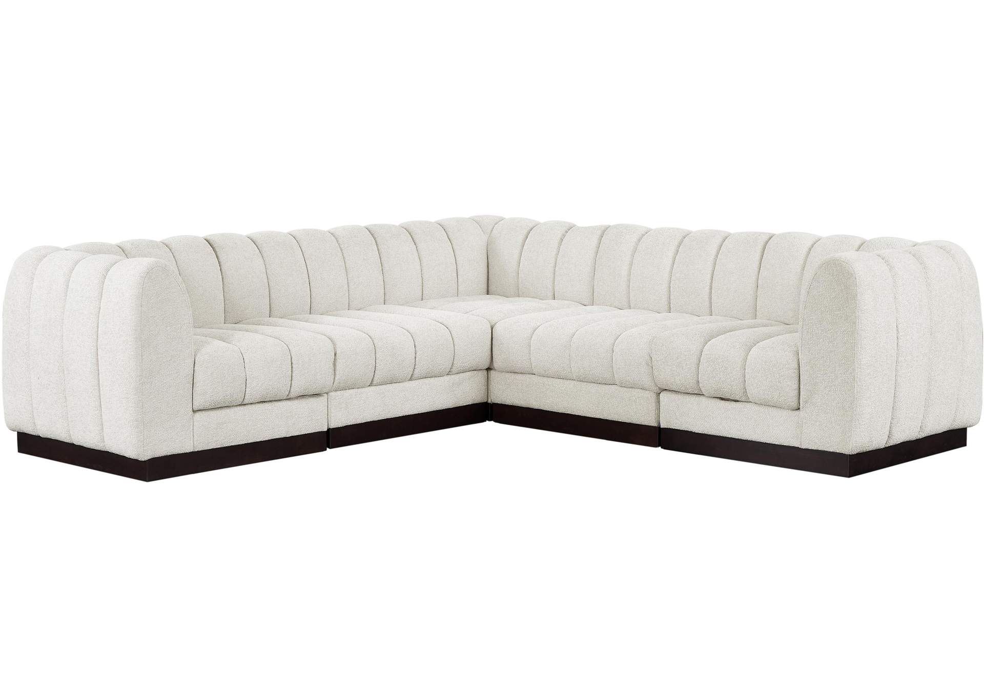 Quinn Cream Chenille Fabric Modular Sectional,Meridian Furniture