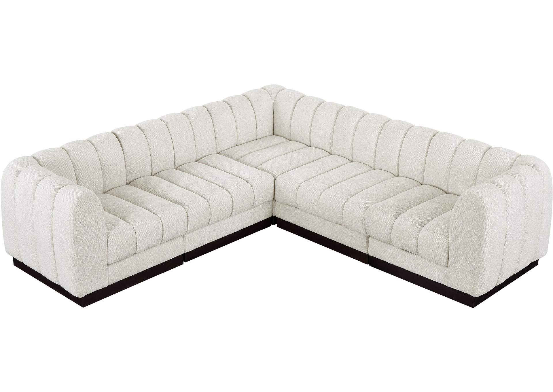 Quinn Cream Chenille Fabric Modular Sectional,Meridian Furniture