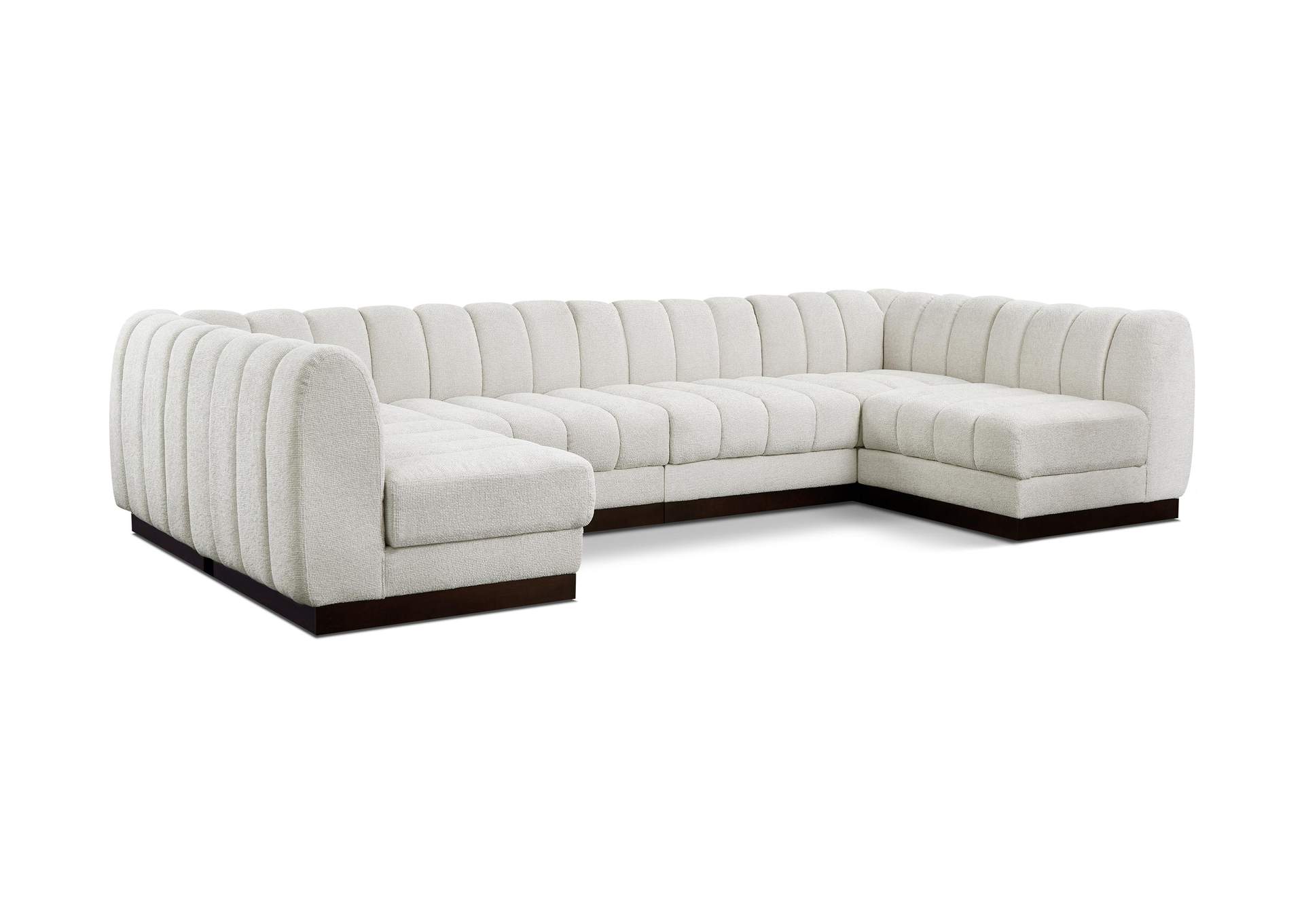 Quinn Cream Chenille Fabric Modular Sectional,Meridian Furniture