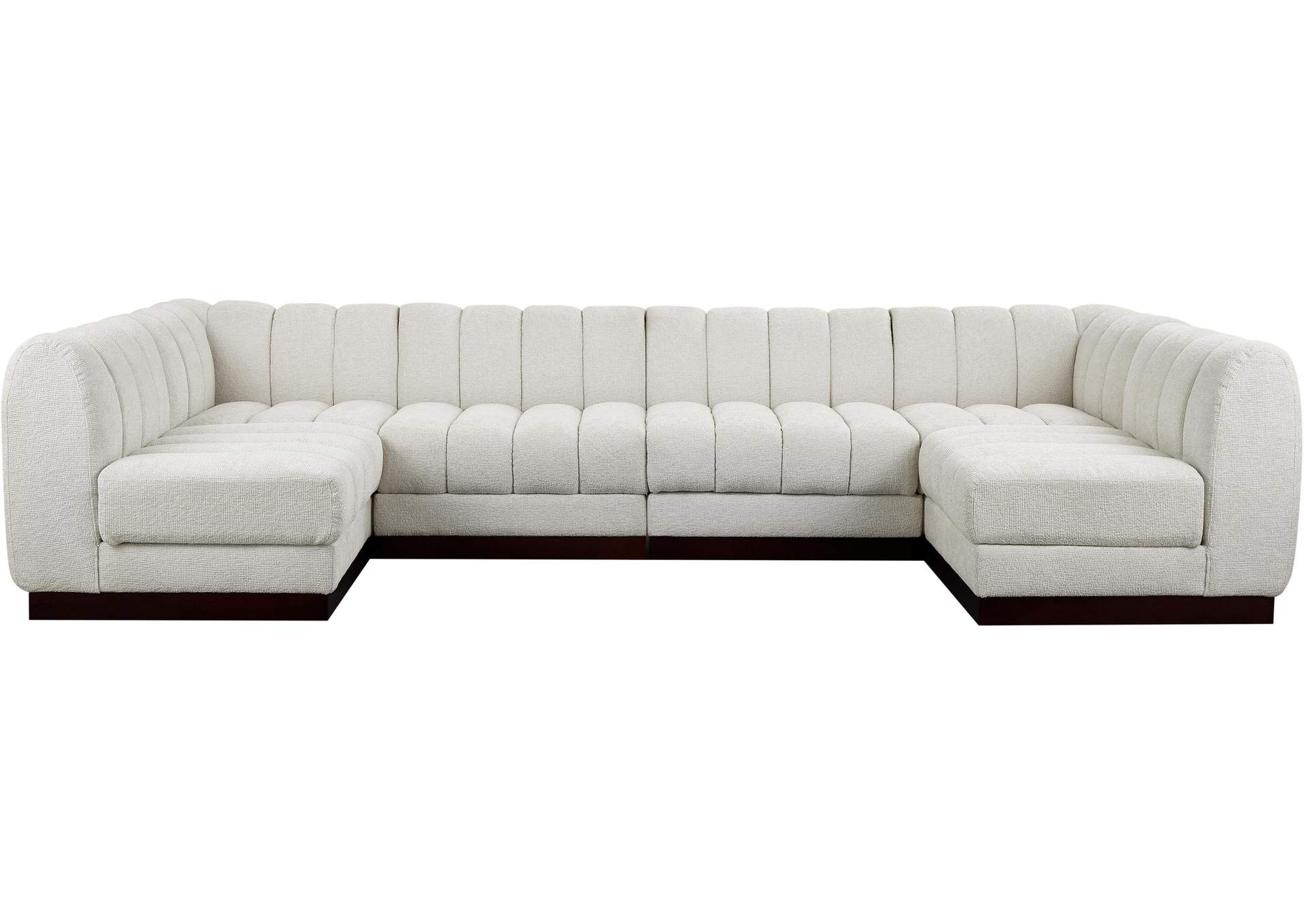 Quinn Cream Chenille Fabric Modular Sectional,Meridian Furniture