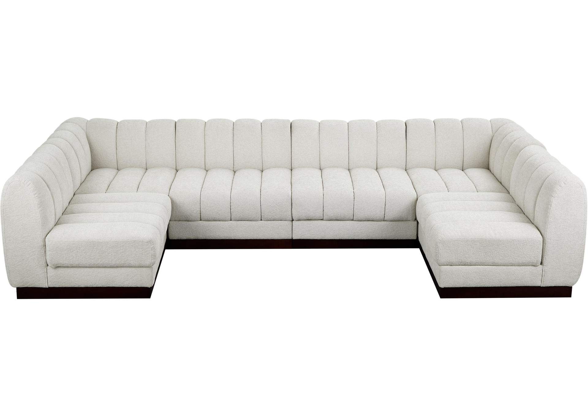 Quinn Cream Chenille Fabric Modular Sectional,Meridian Furniture