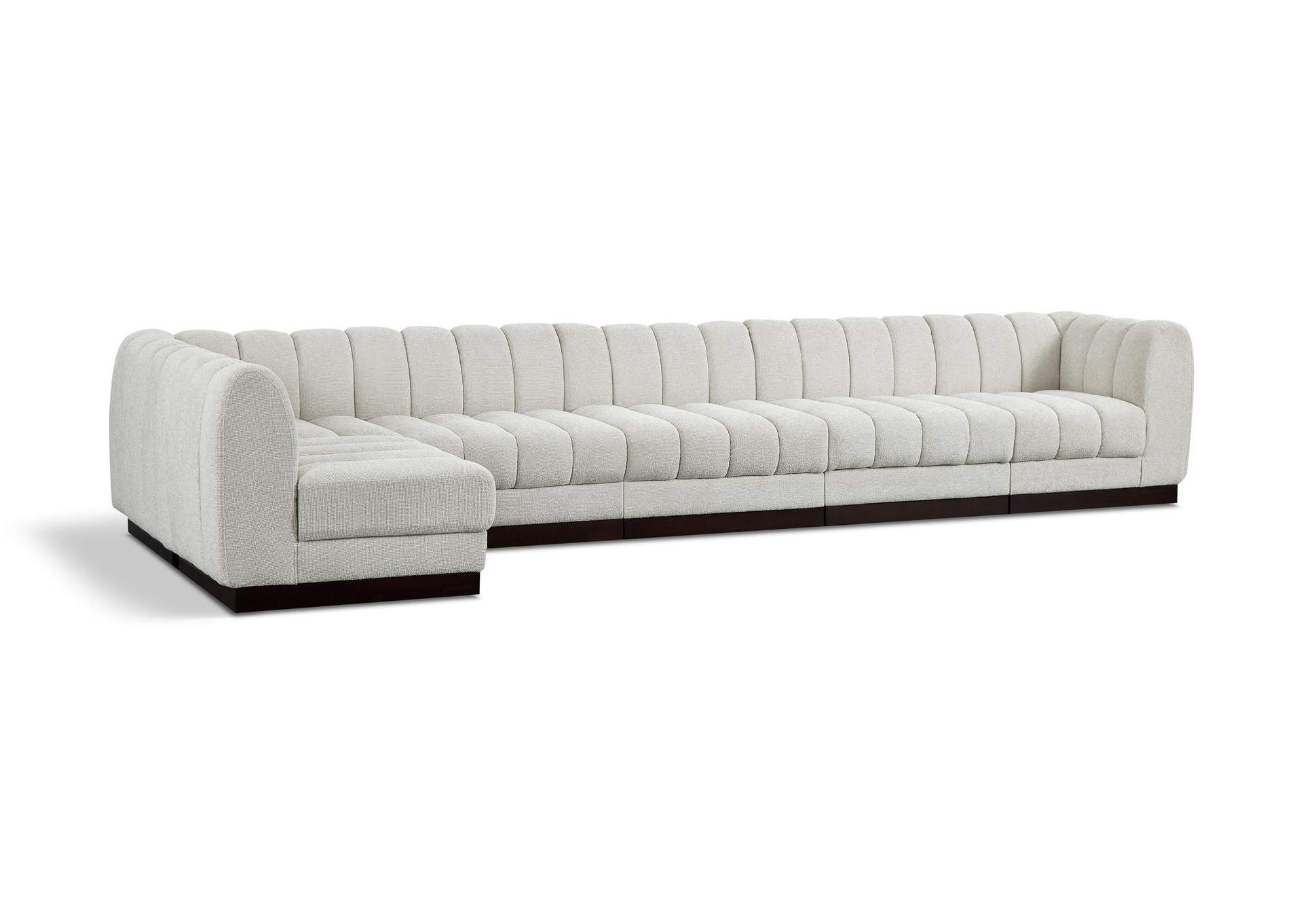 Quinn Cream Chenille Fabric Modular Sectional,Meridian Furniture