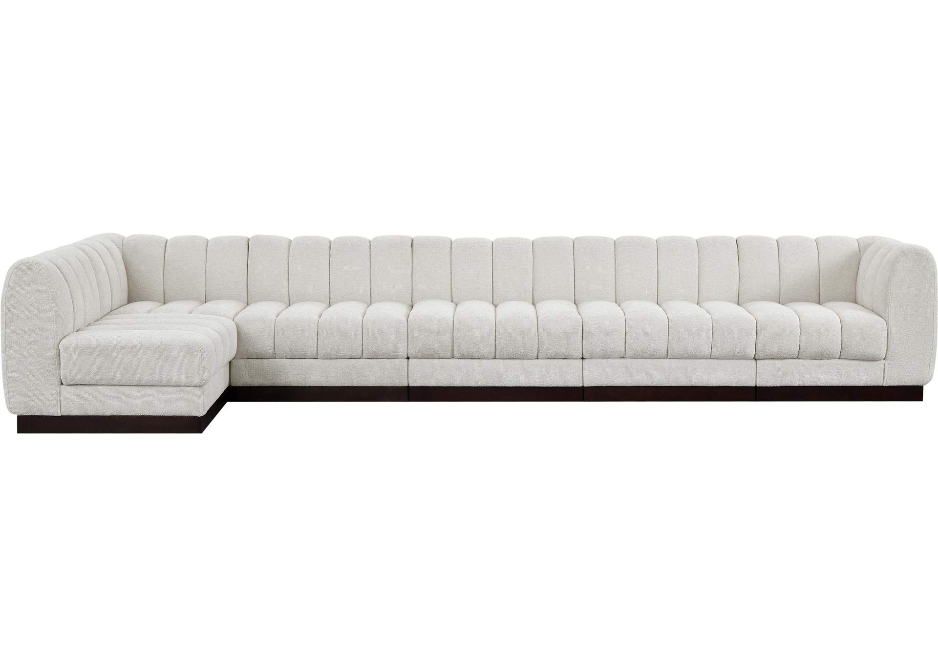 Quinn Cream Chenille Fabric Modular Sectional,Meridian Furniture