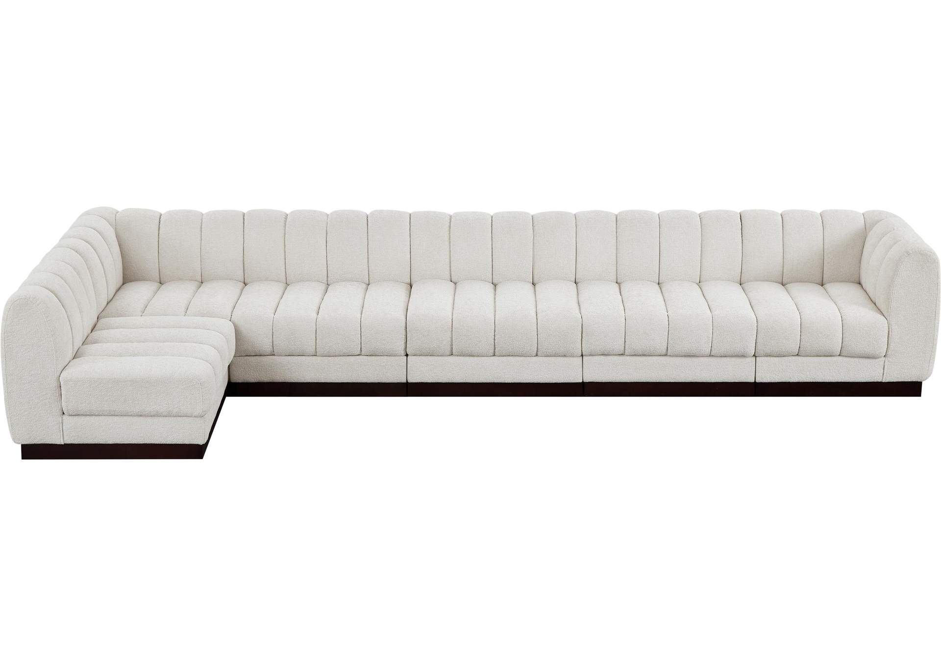 Quinn Cream Chenille Fabric Modular Sectional,Meridian Furniture