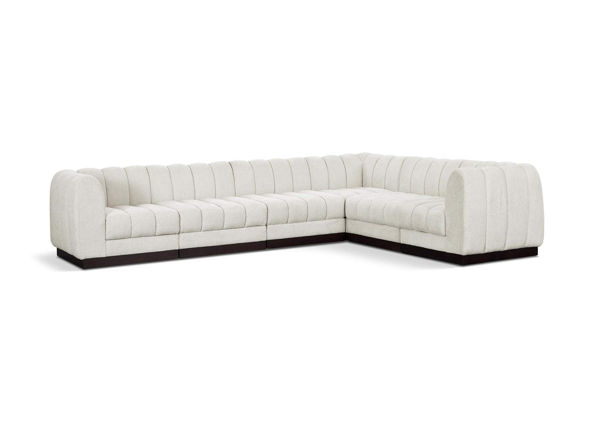 Quinn Cream Chenille Fabric Modular Sectional,Meridian Furniture