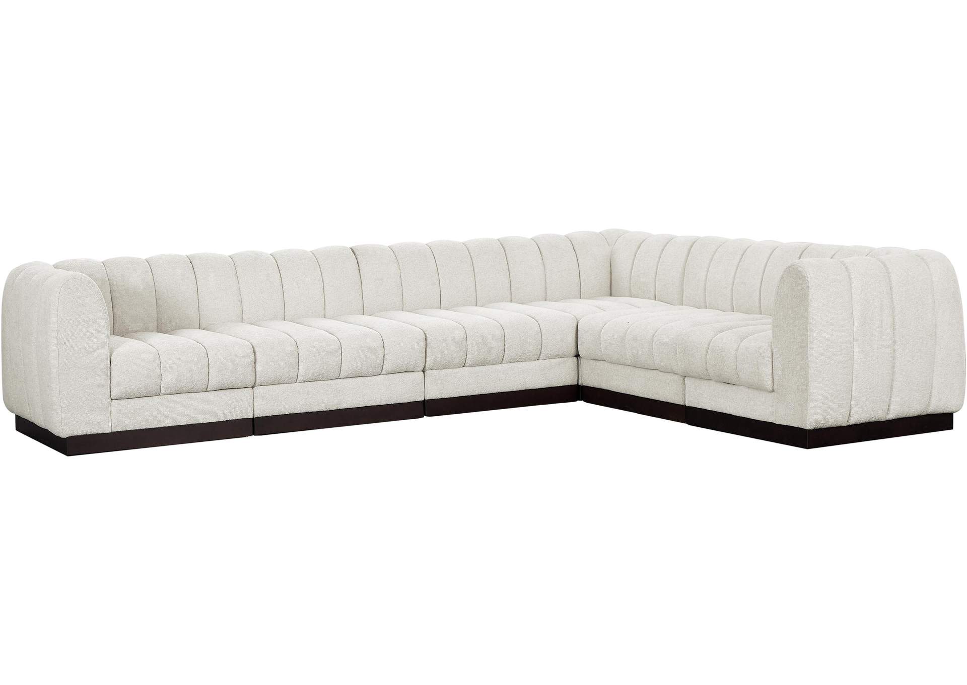 Quinn Cream Chenille Fabric Modular Sectional,Meridian Furniture