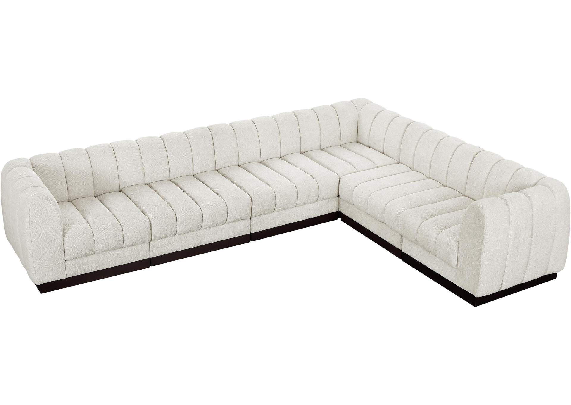 Quinn Cream Chenille Fabric Modular Sectional,Meridian Furniture