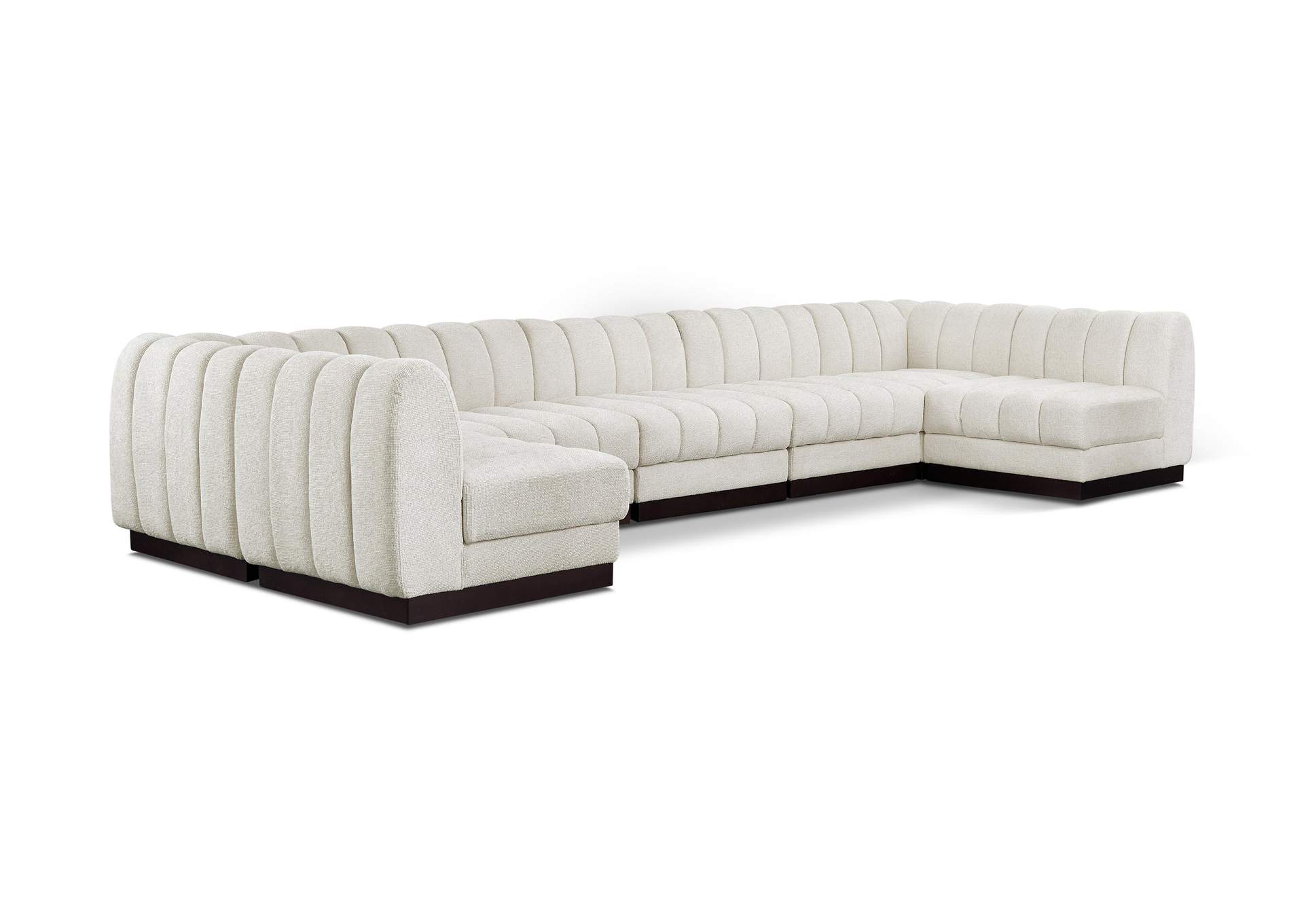 Quinn Cream Chenille Fabric Modular Sectional,Meridian Furniture