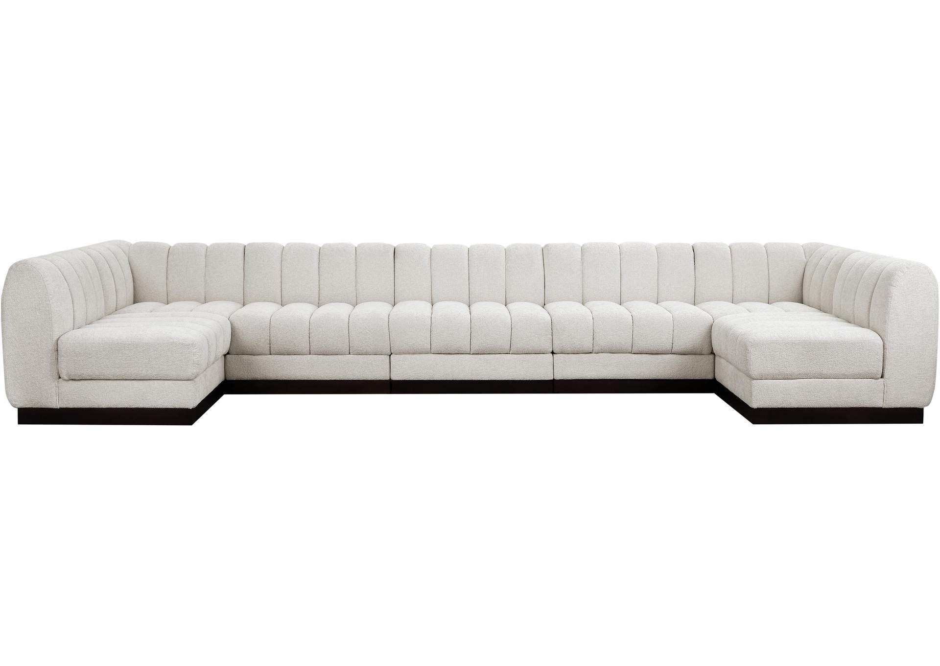 Quinn Cream Chenille Fabric Modular Sectional,Meridian Furniture