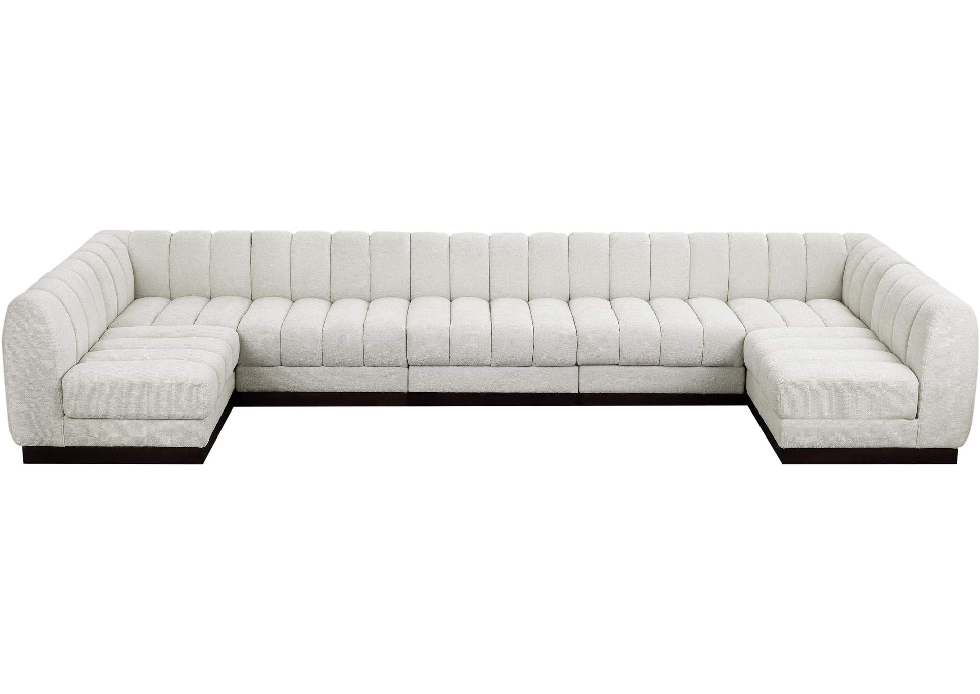 Quinn Cream Chenille Fabric Modular Sectional,Meridian Furniture