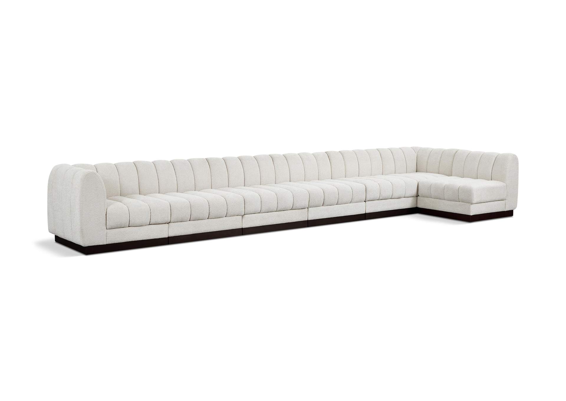 Quinn Cream Chenille Fabric Modular Sectional,Meridian Furniture