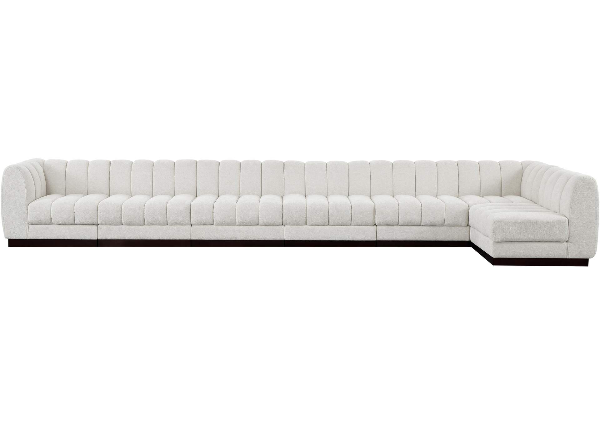 Quinn Cream Chenille Fabric Modular Sectional,Meridian Furniture