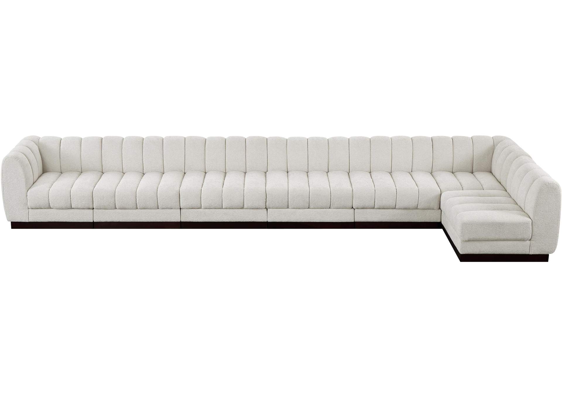 Quinn Cream Chenille Fabric Modular Sectional,Meridian Furniture