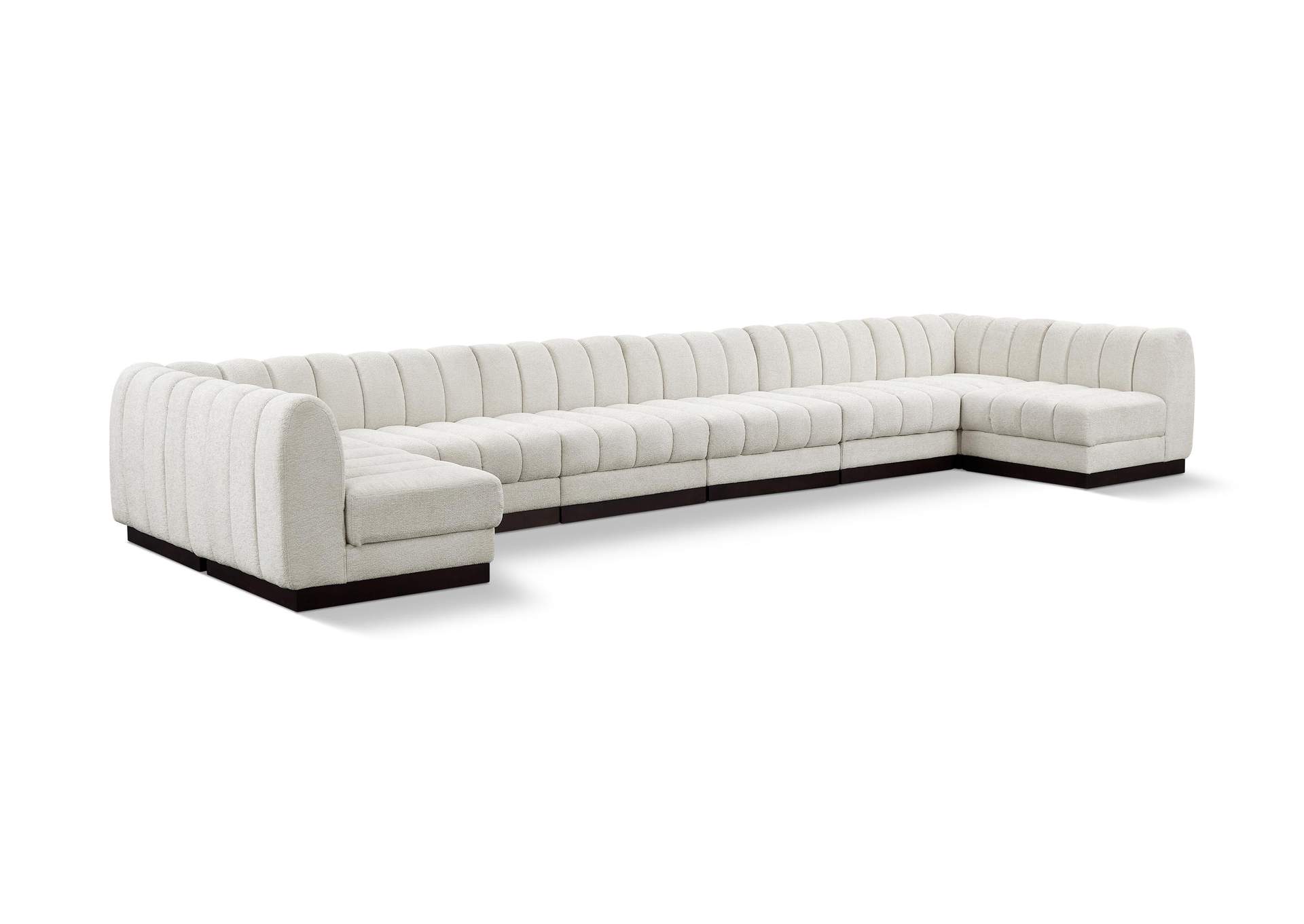 Quinn Cream Chenille Fabric Modular Sectional,Meridian Furniture