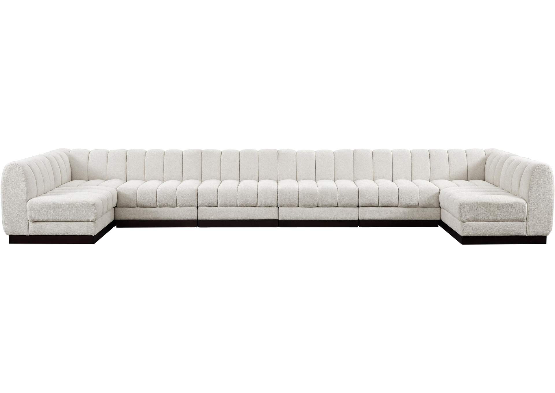 Quinn Cream Chenille Fabric Modular Sectional,Meridian Furniture