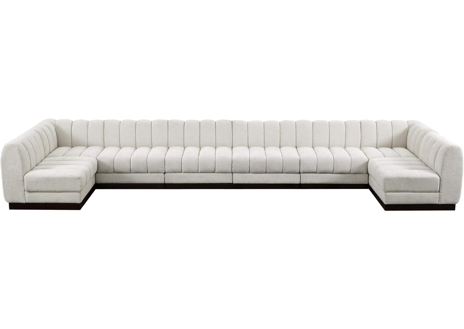 Quinn Cream Chenille Fabric Modular Sectional,Meridian Furniture