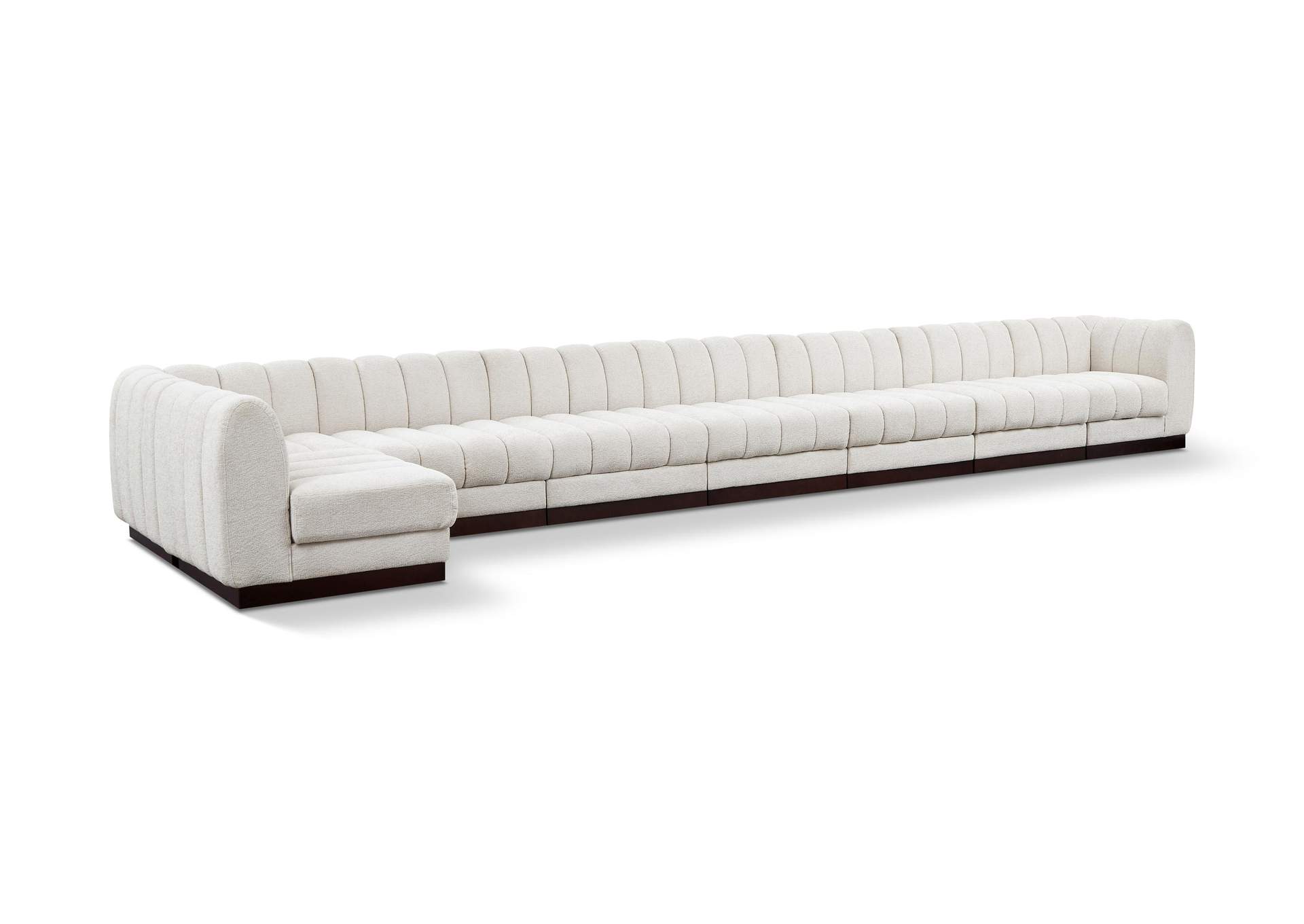 Quinn Cream Chenille Fabric Modular Sectional,Meridian Furniture