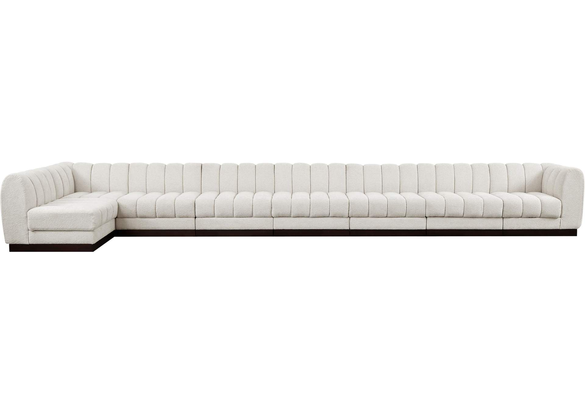 Quinn Cream Chenille Fabric Modular Sectional,Meridian Furniture