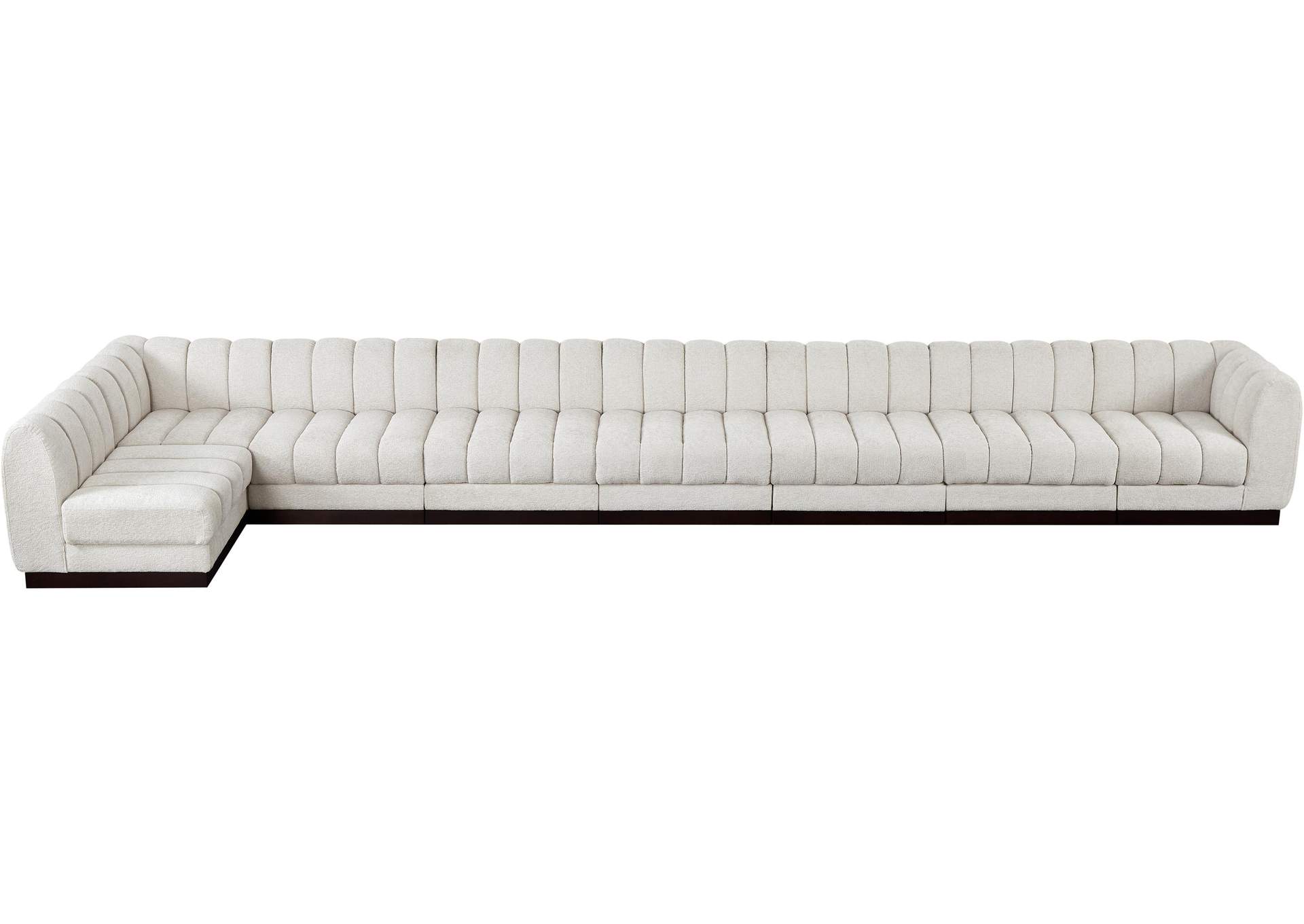 Quinn Cream Chenille Fabric Modular Sectional,Meridian Furniture