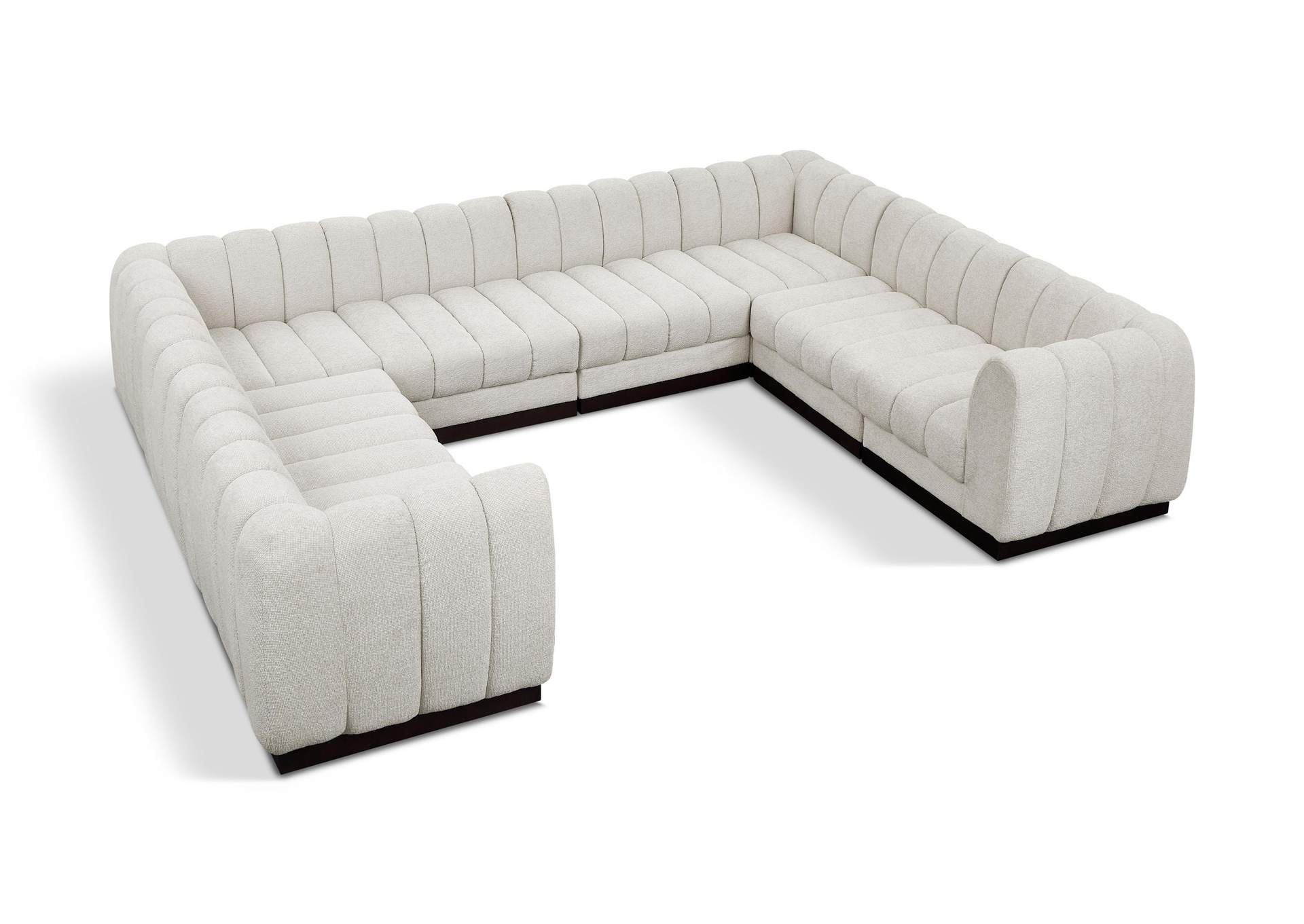 Quinn Cream Chenille Fabric Modular Sectional,Meridian Furniture