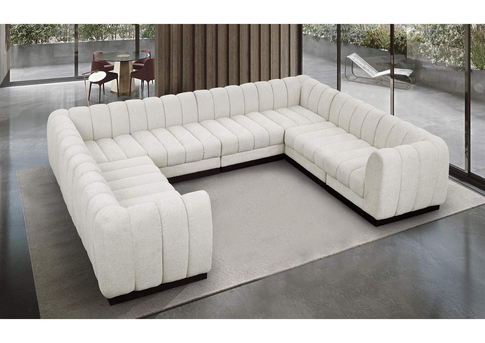 Quinn Cream Chenille Fabric Modular Sectional,Meridian Furniture