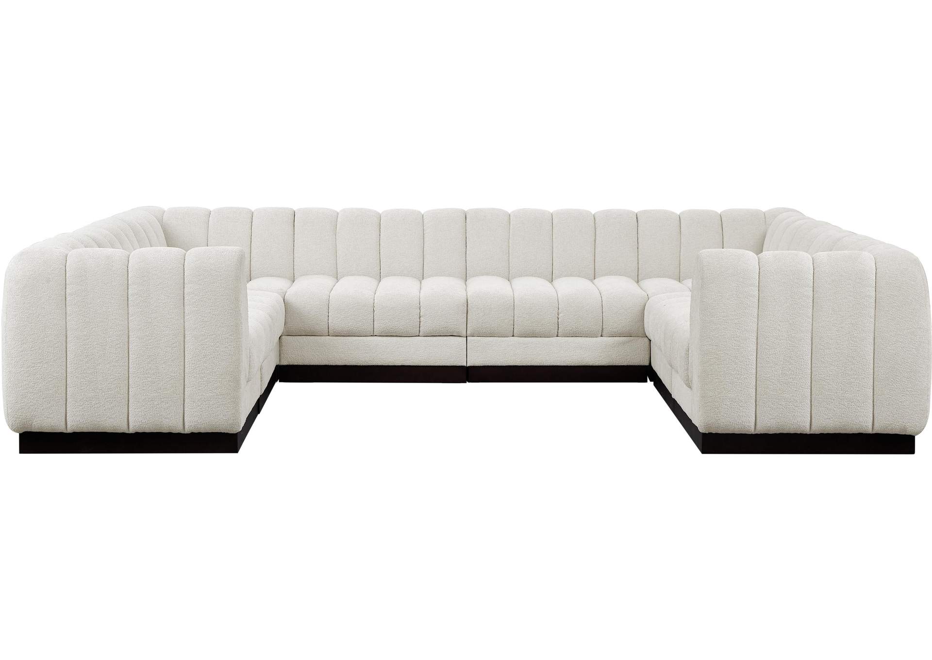 Quinn Cream Chenille Fabric Modular Sectional,Meridian Furniture