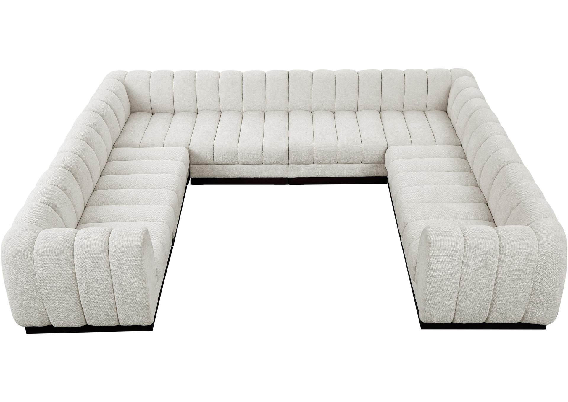 Quinn Cream Chenille Fabric Modular Sectional,Meridian Furniture