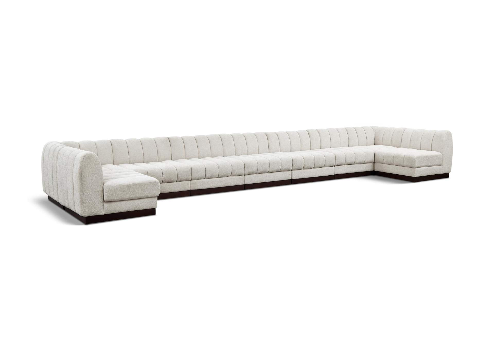 Quinn Cream Chenille Fabric Modular Sectional,Meridian Furniture