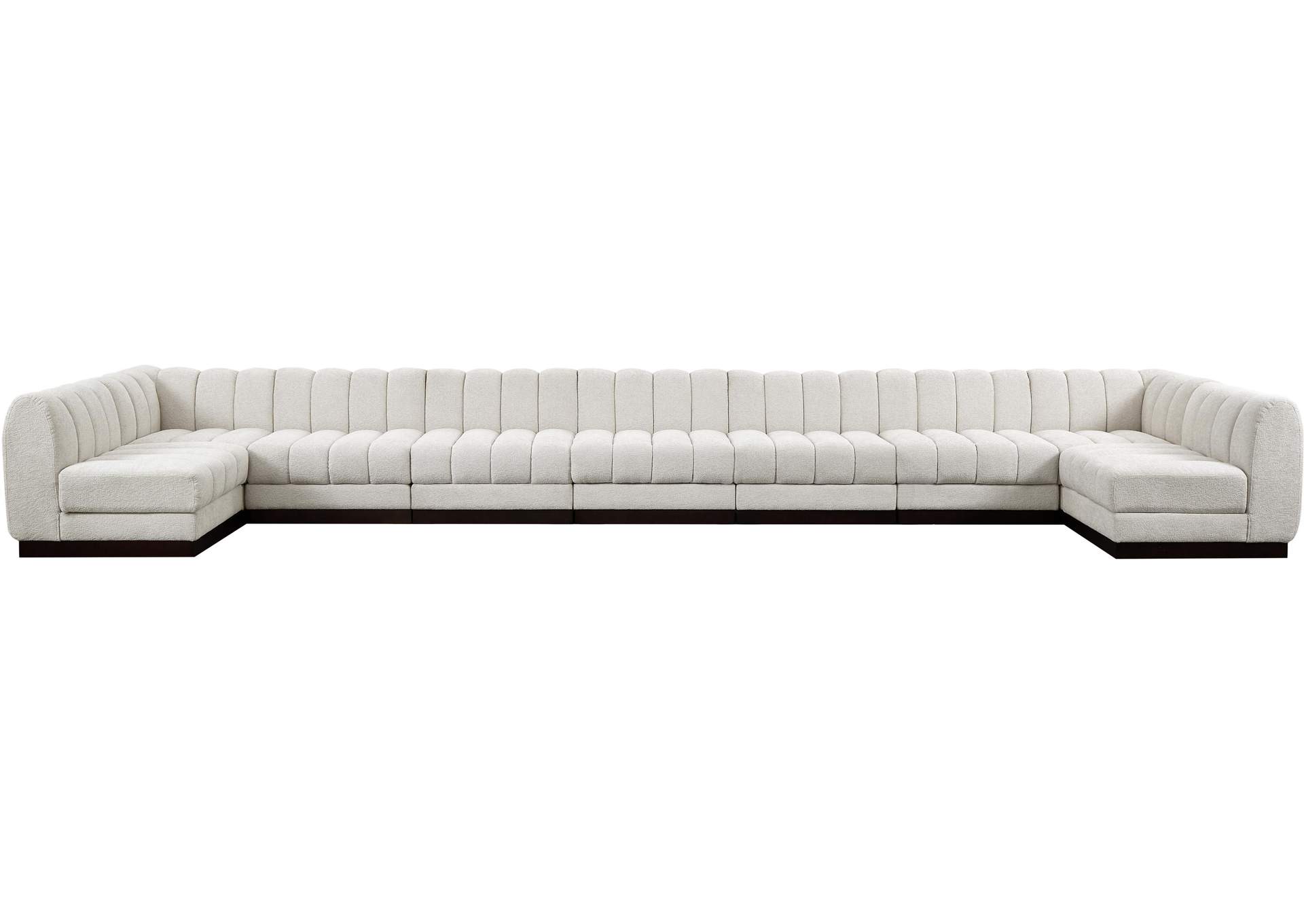 Quinn Cream Chenille Fabric Modular Sectional,Meridian Furniture