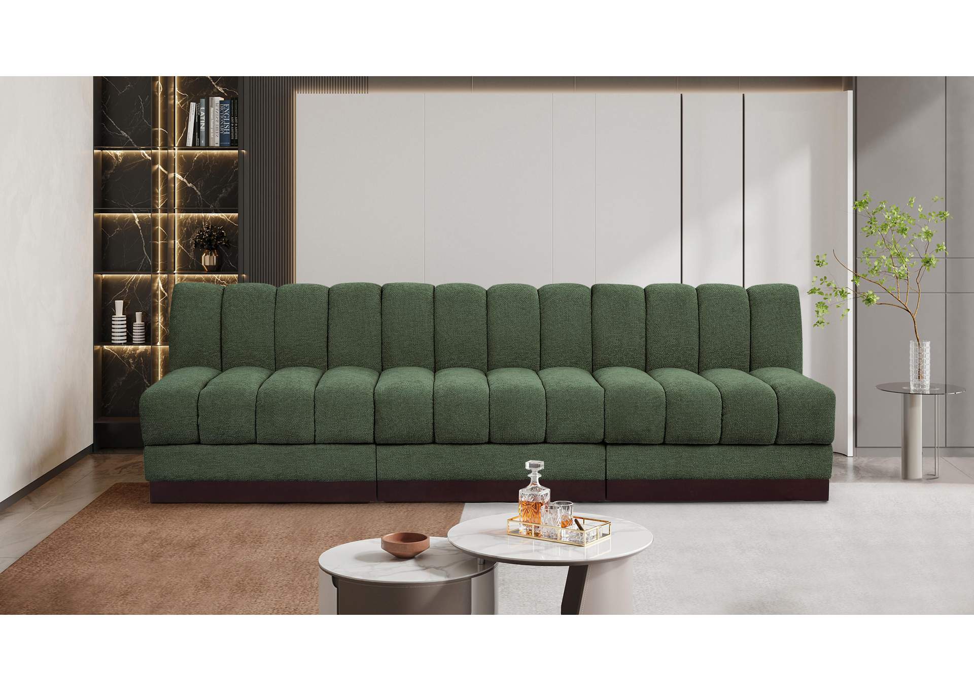 Quinn Green Chenille Fabric Modular Sofa,Meridian Furniture