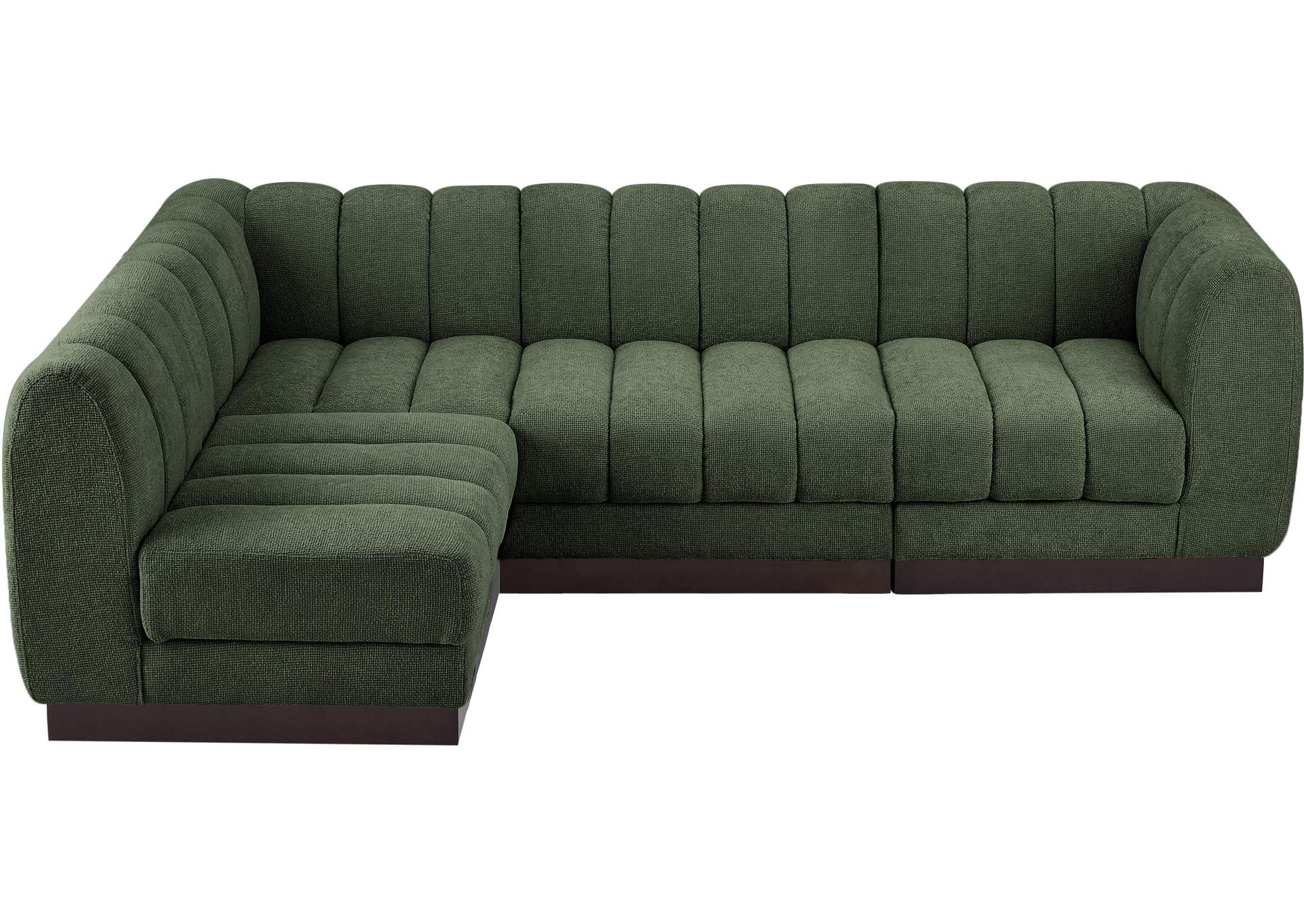 Quinn Green Chenille Fabric Modular Sectional,Meridian Furniture