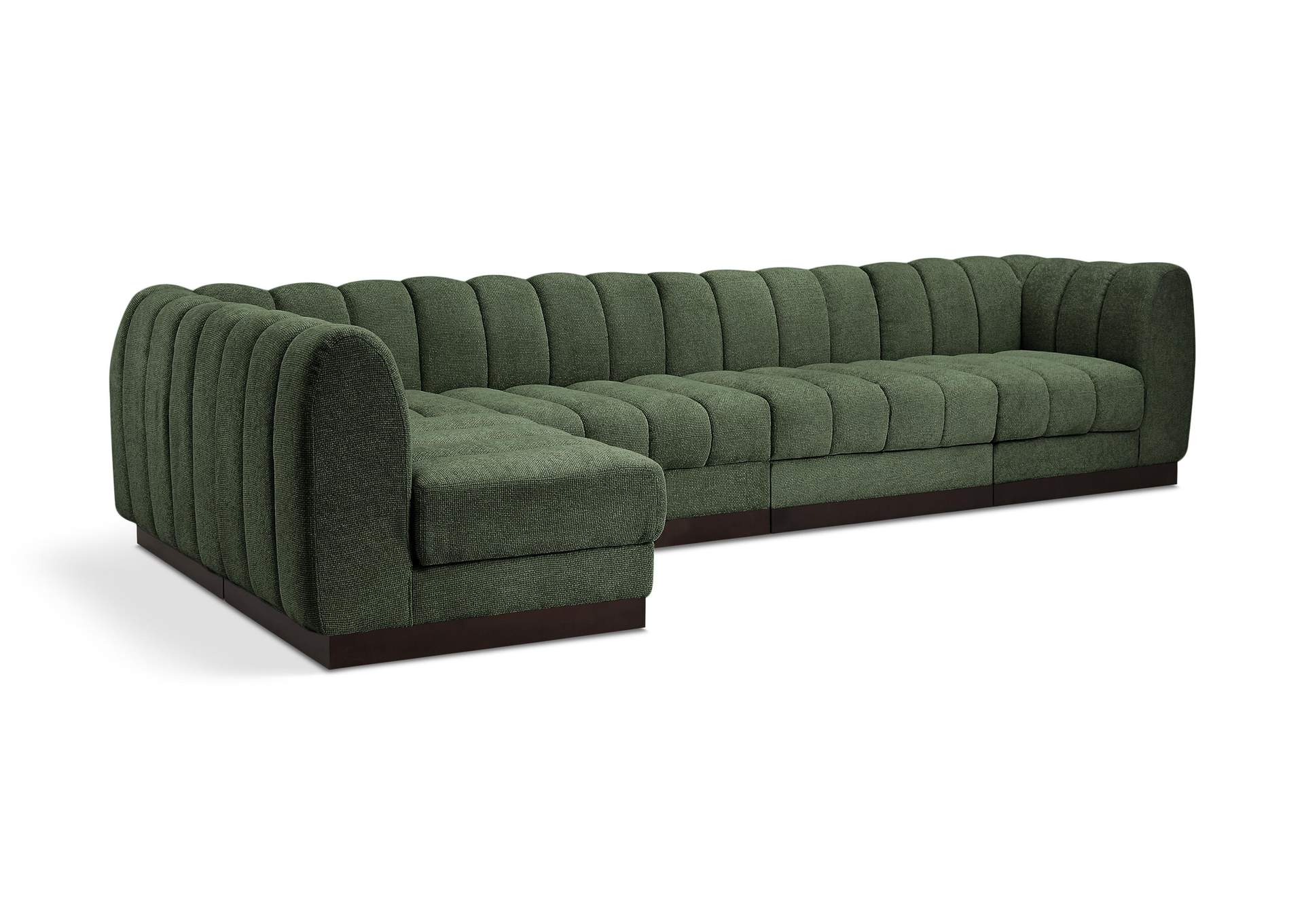 Quinn Green Chenille Fabric Modular Sectional,Meridian Furniture