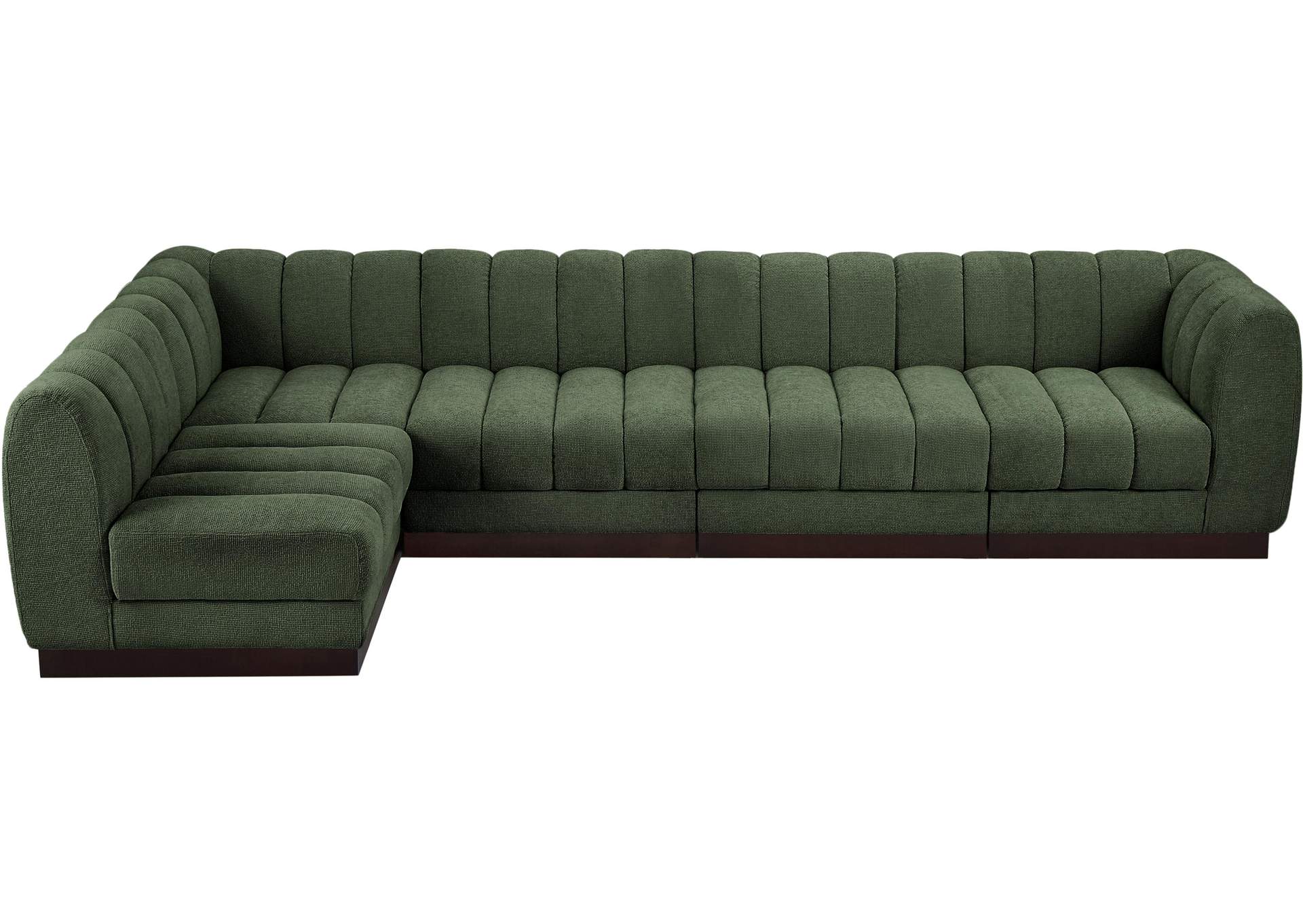 Quinn Green Chenille Fabric Modular Sectional,Meridian Furniture