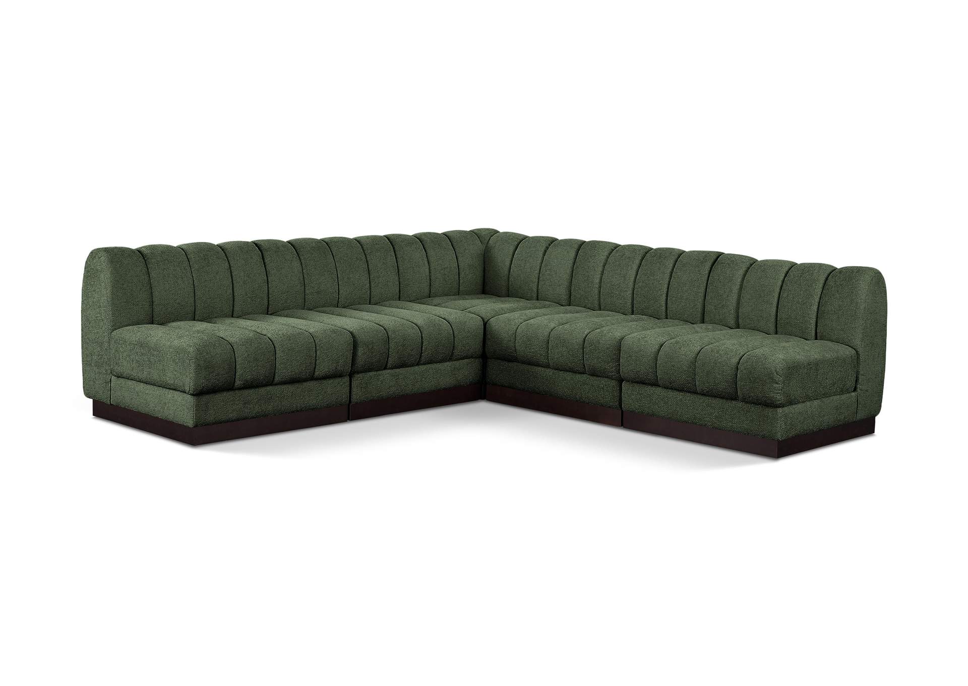 Quinn Green Chenille Fabric Modular Sectional,Meridian Furniture