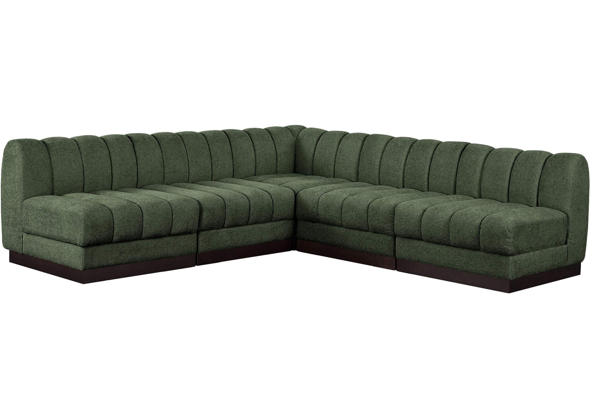 Quinn Green Chenille Fabric Modular Sectional,Meridian Furniture