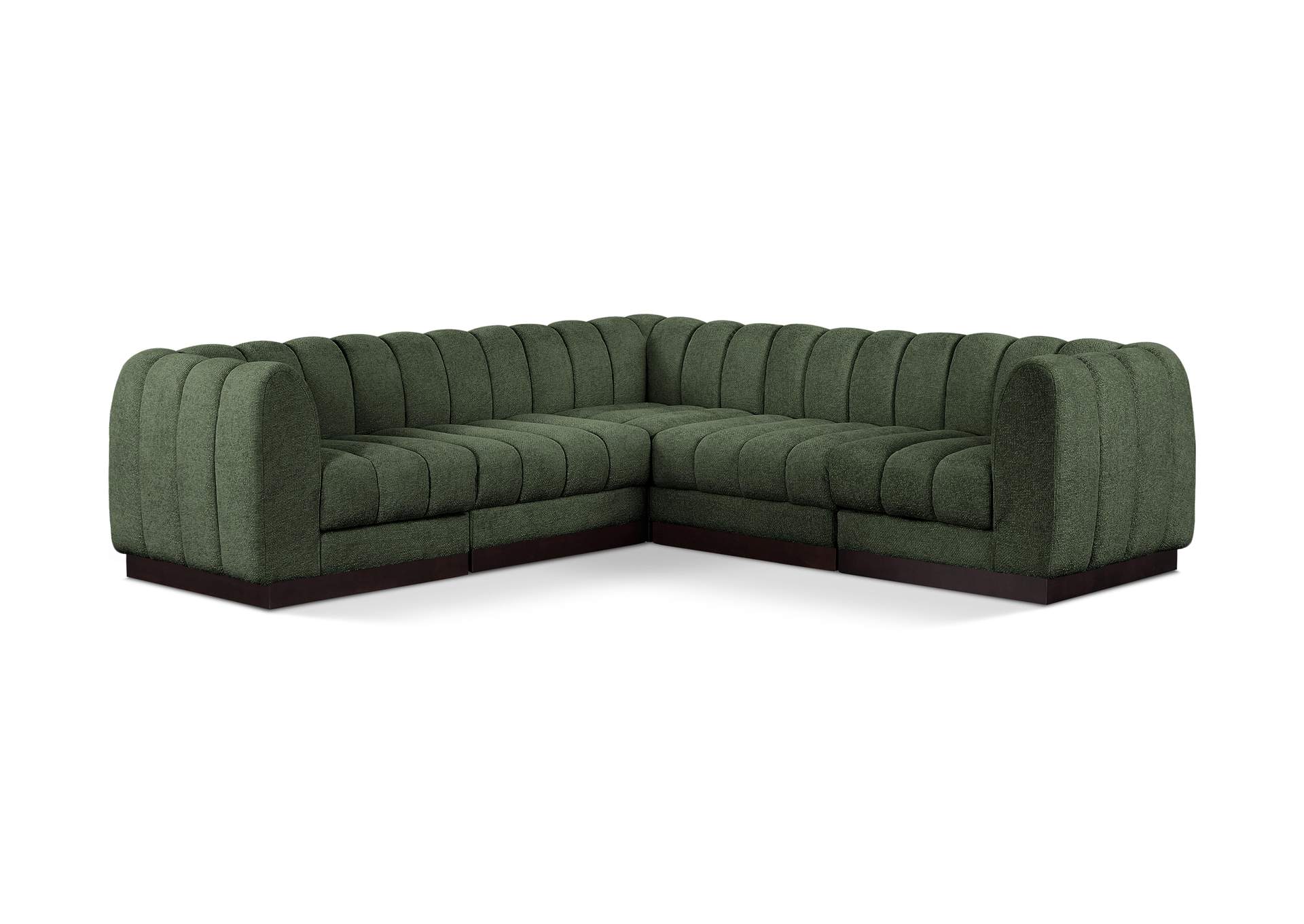 Quinn Green Chenille Fabric Modular Sectional,Meridian Furniture