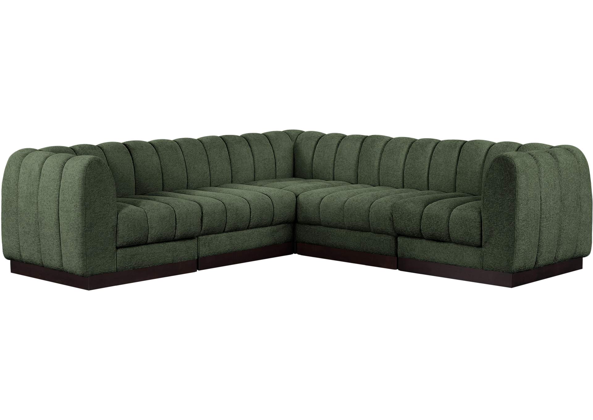 Quinn Green Chenille Fabric Modular Sectional,Meridian Furniture