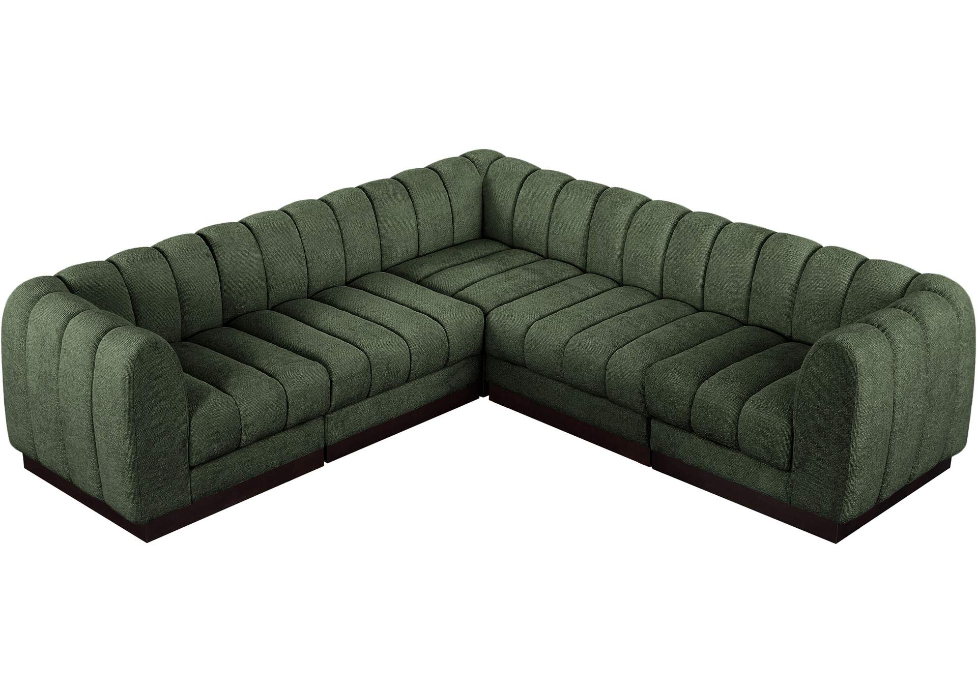 Quinn Green Chenille Fabric Modular Sectional,Meridian Furniture