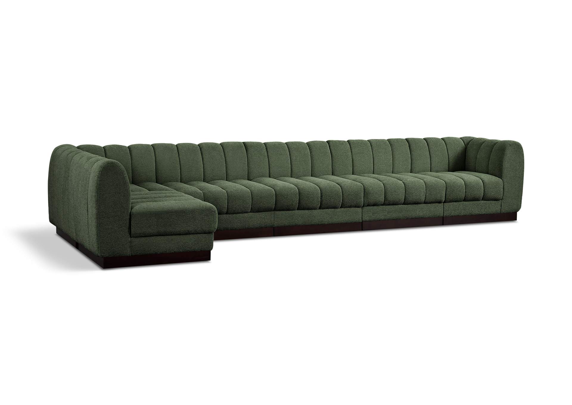 Quinn Green Chenille Fabric Modular Sectional,Meridian Furniture