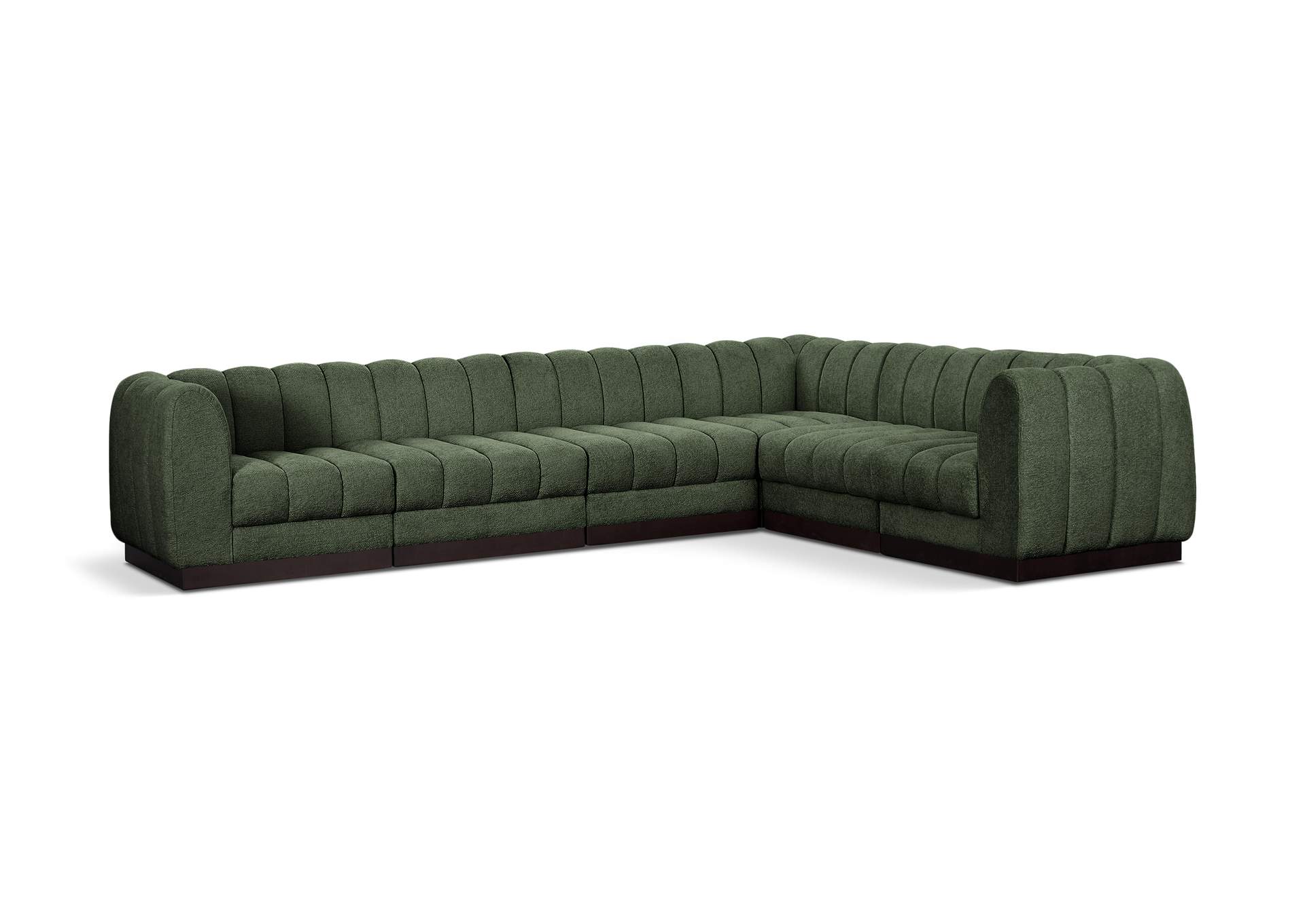 Quinn Green Chenille Fabric Modular Sectional,Meridian Furniture