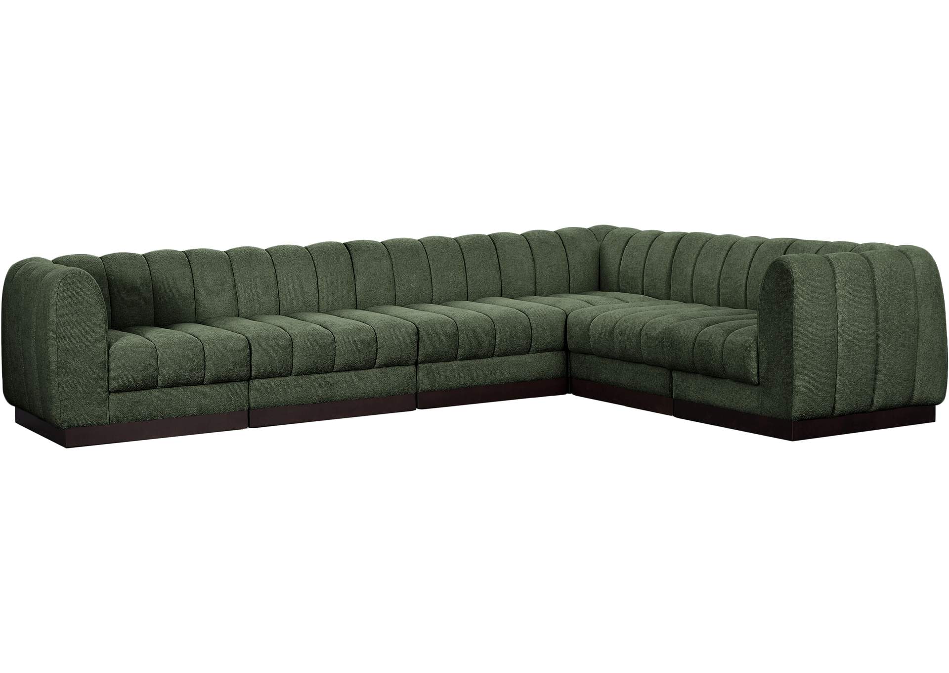 Quinn Green Chenille Fabric Modular Sectional,Meridian Furniture