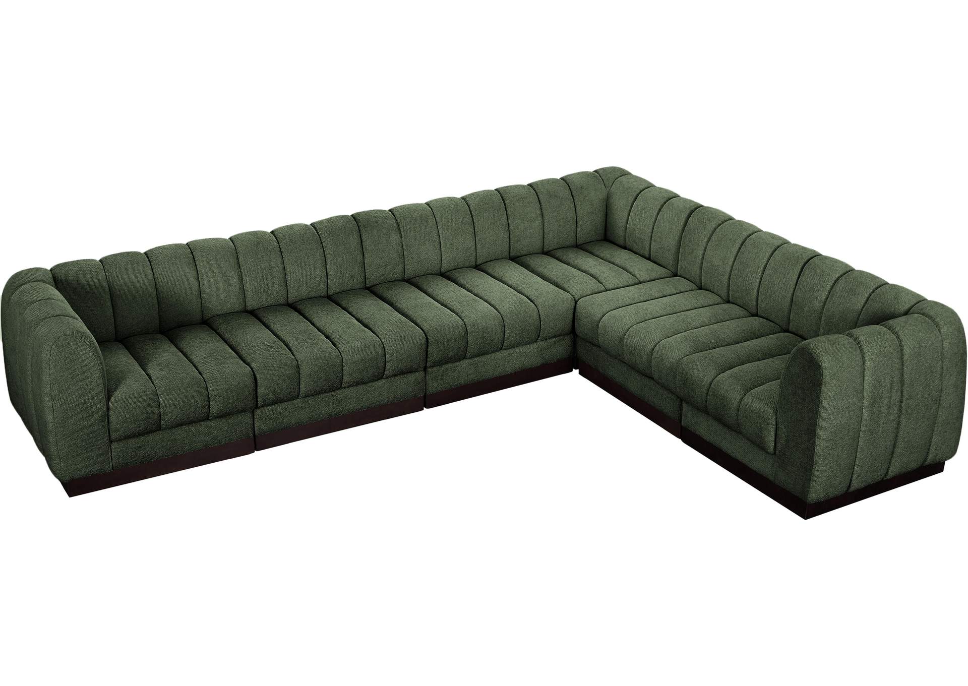 Quinn Green Chenille Fabric Modular Sectional,Meridian Furniture