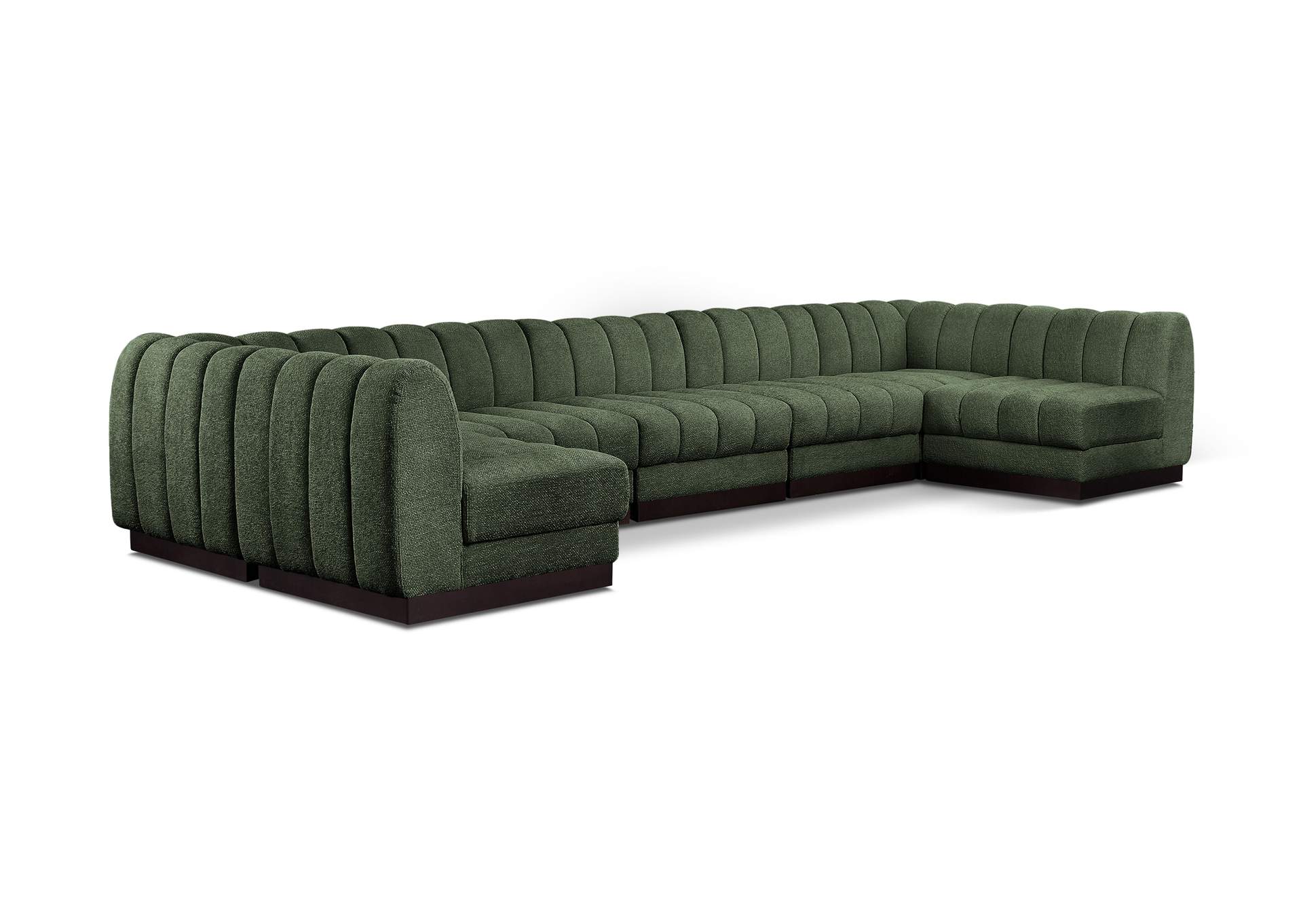 Quinn Green Chenille Fabric Modular Sectional,Meridian Furniture