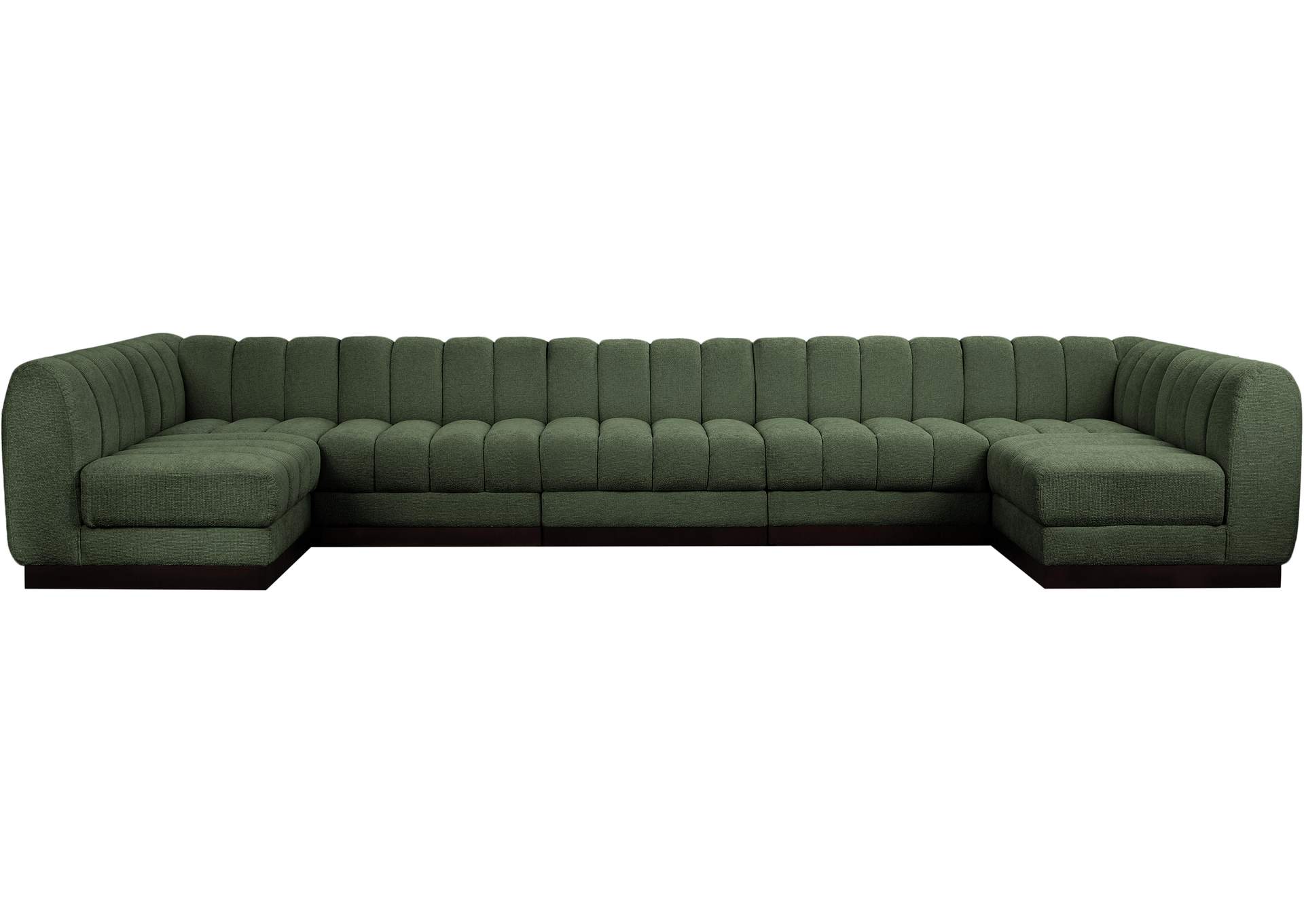 Quinn Green Chenille Fabric Modular Sectional,Meridian Furniture