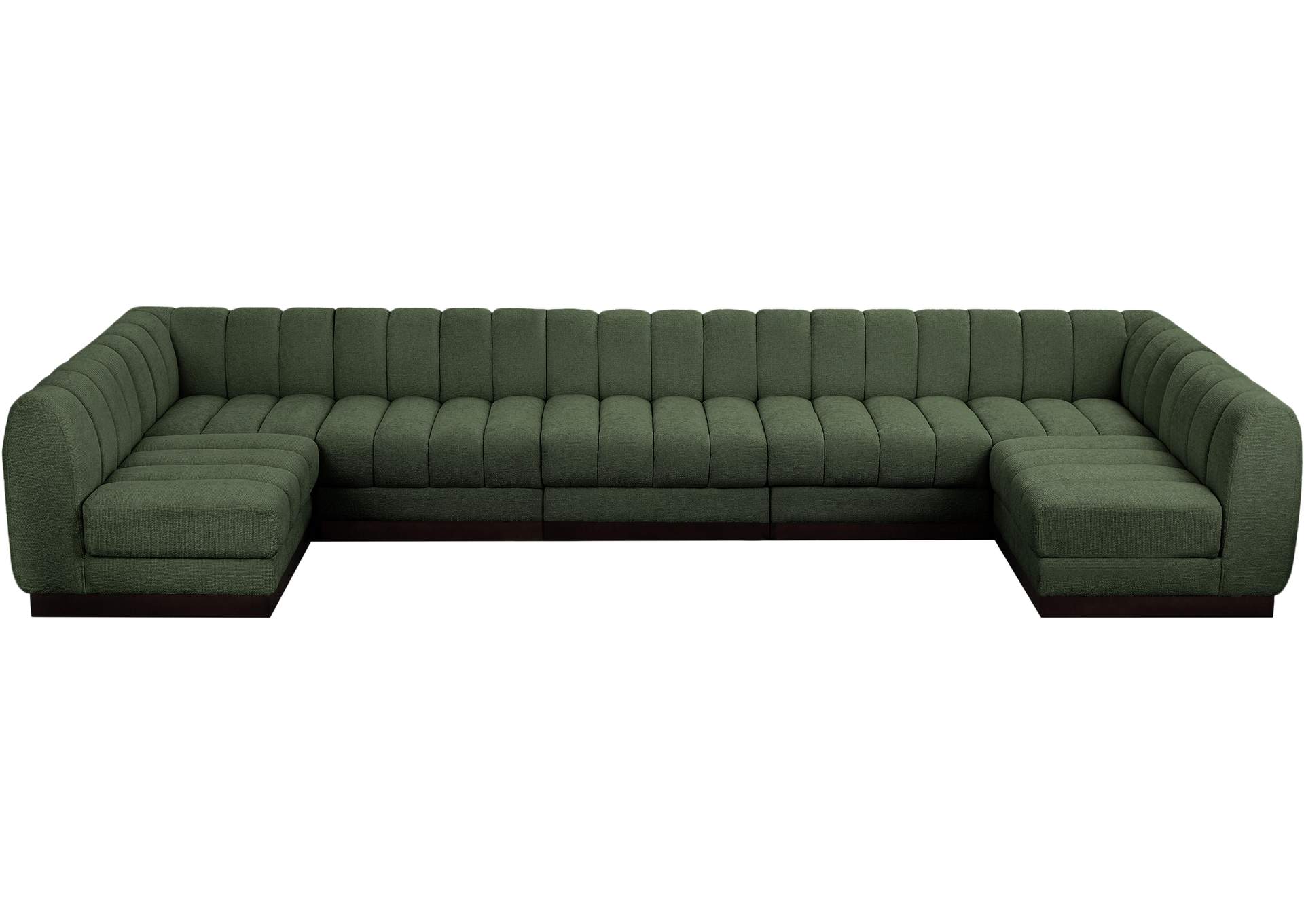 Quinn Green Chenille Fabric Modular Sectional,Meridian Furniture