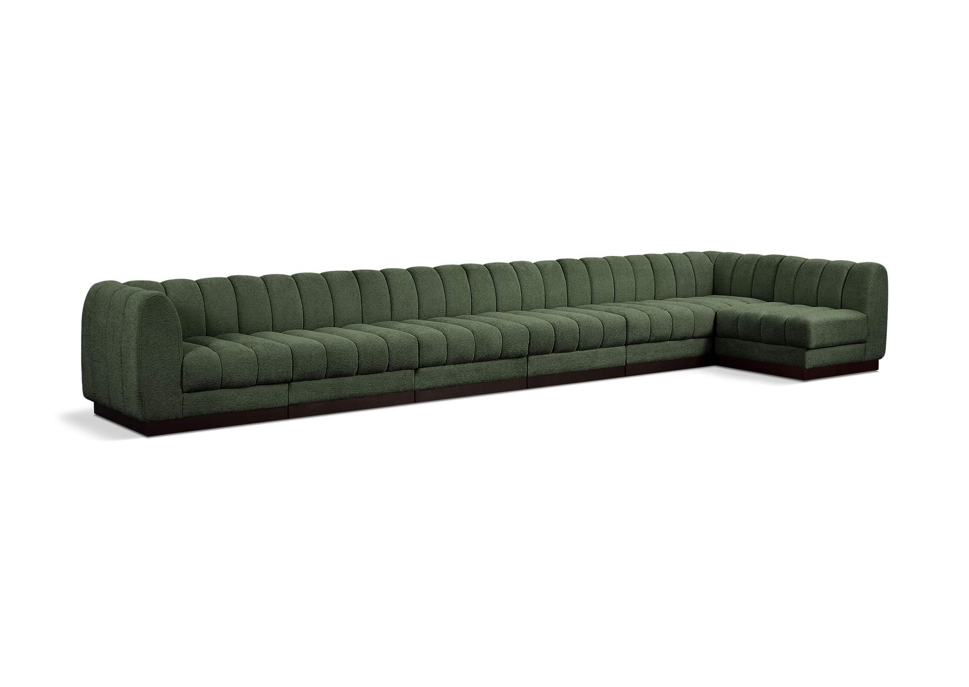 Quinn Green Chenille Fabric Modular Sectional,Meridian Furniture